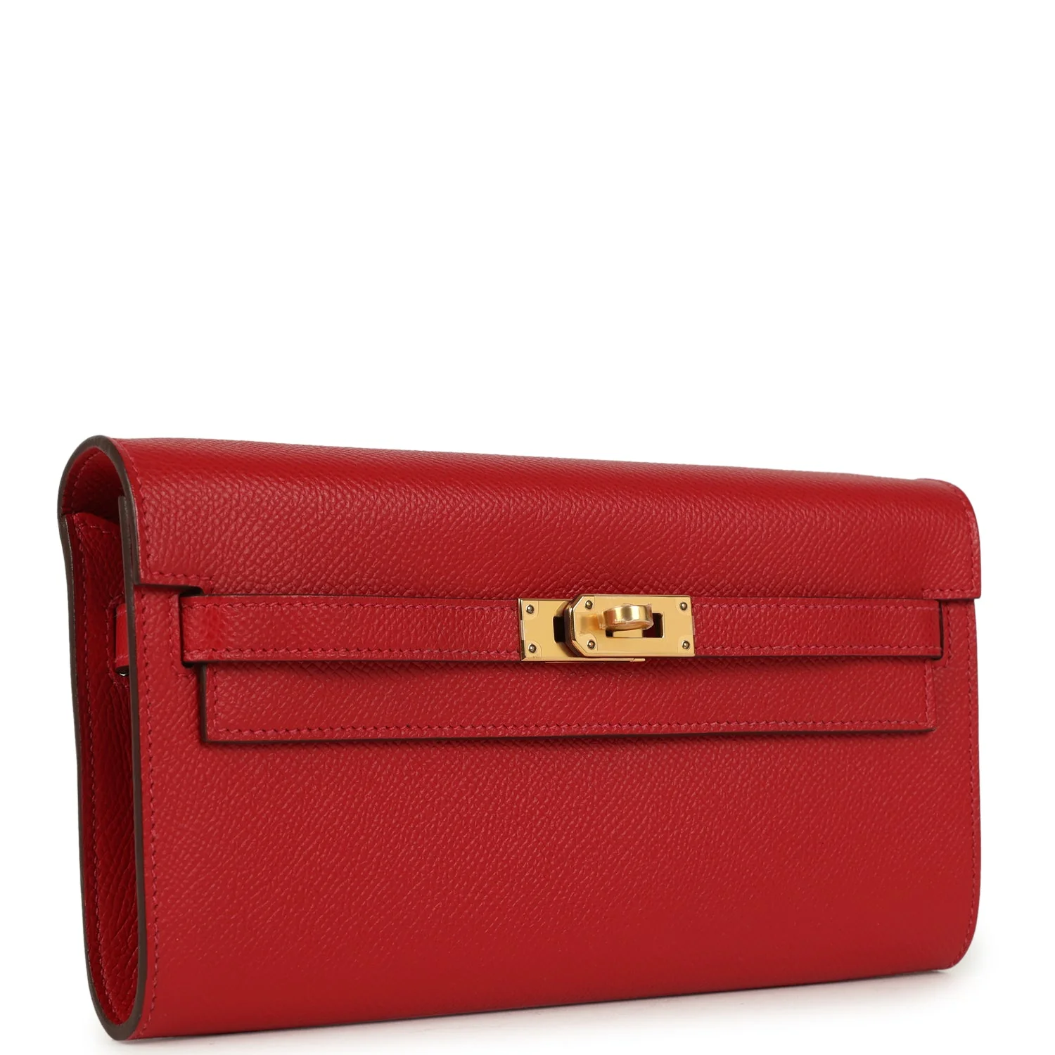Hermes Kelly Wallet To Go Rouge Casaque Epsom Gold Hardware