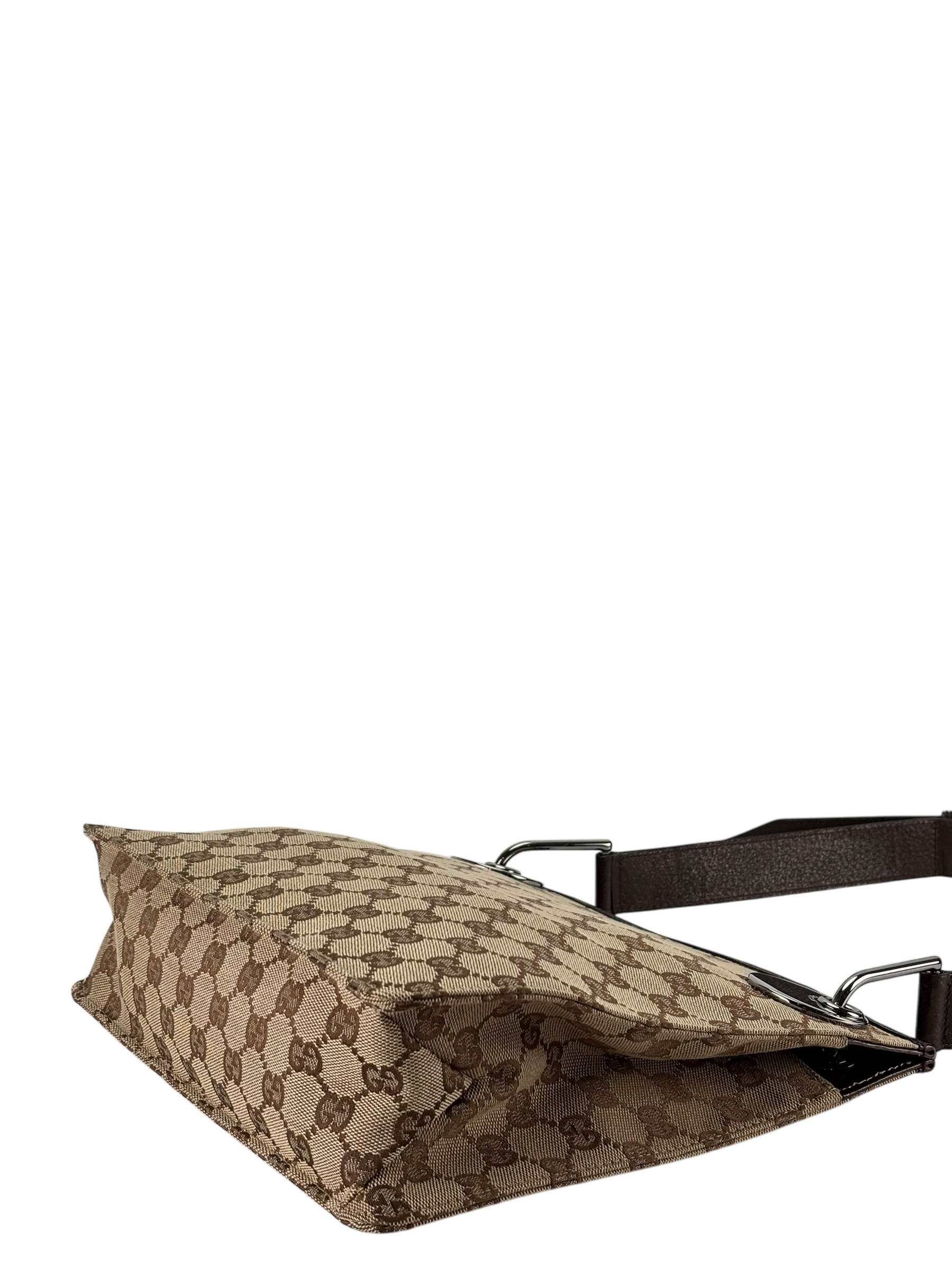 GUCCI - GG Canvas Brown Message Shoulder Bag