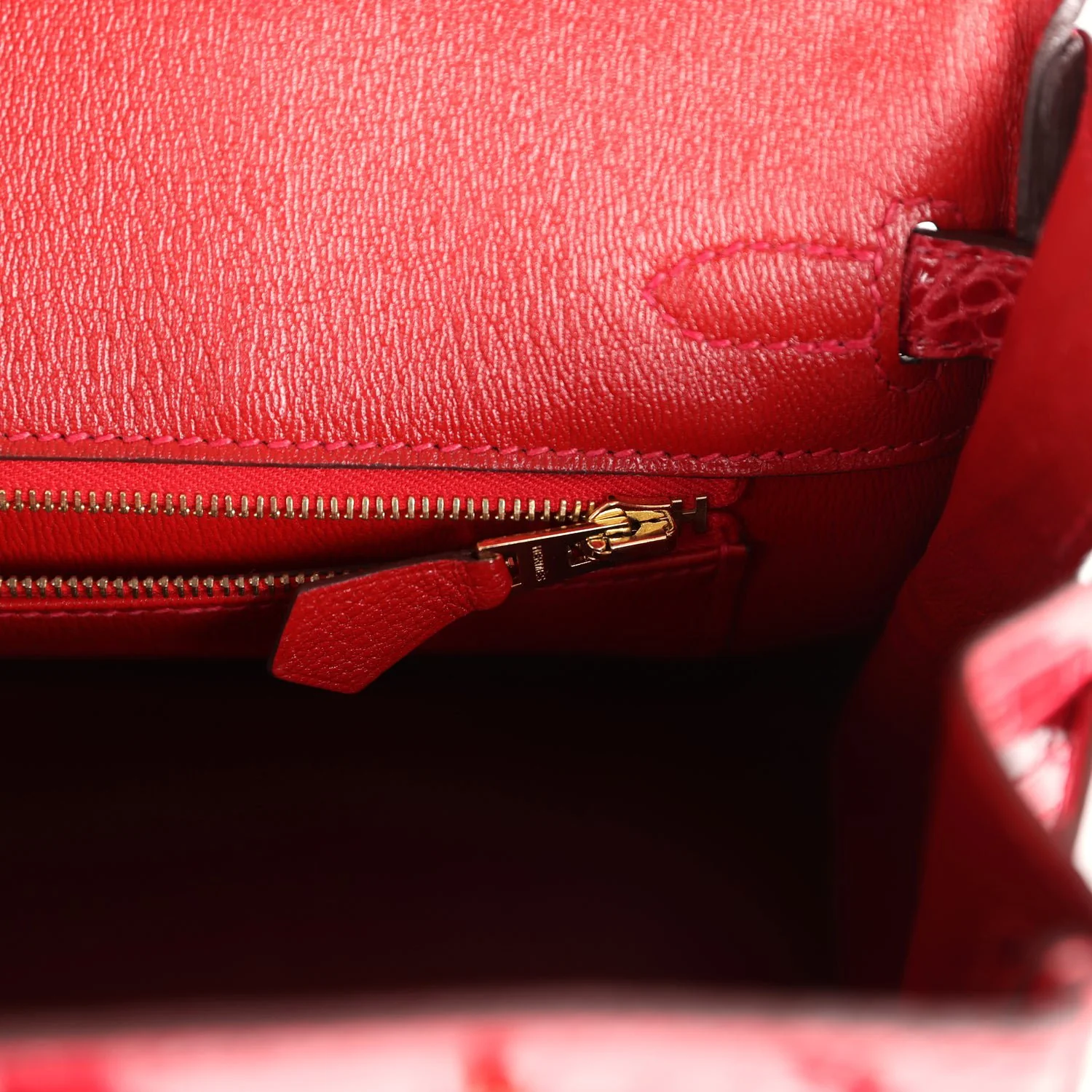 Hermes Birkin 25 Braise Shiny Porosus Crocodile Gold Hardware