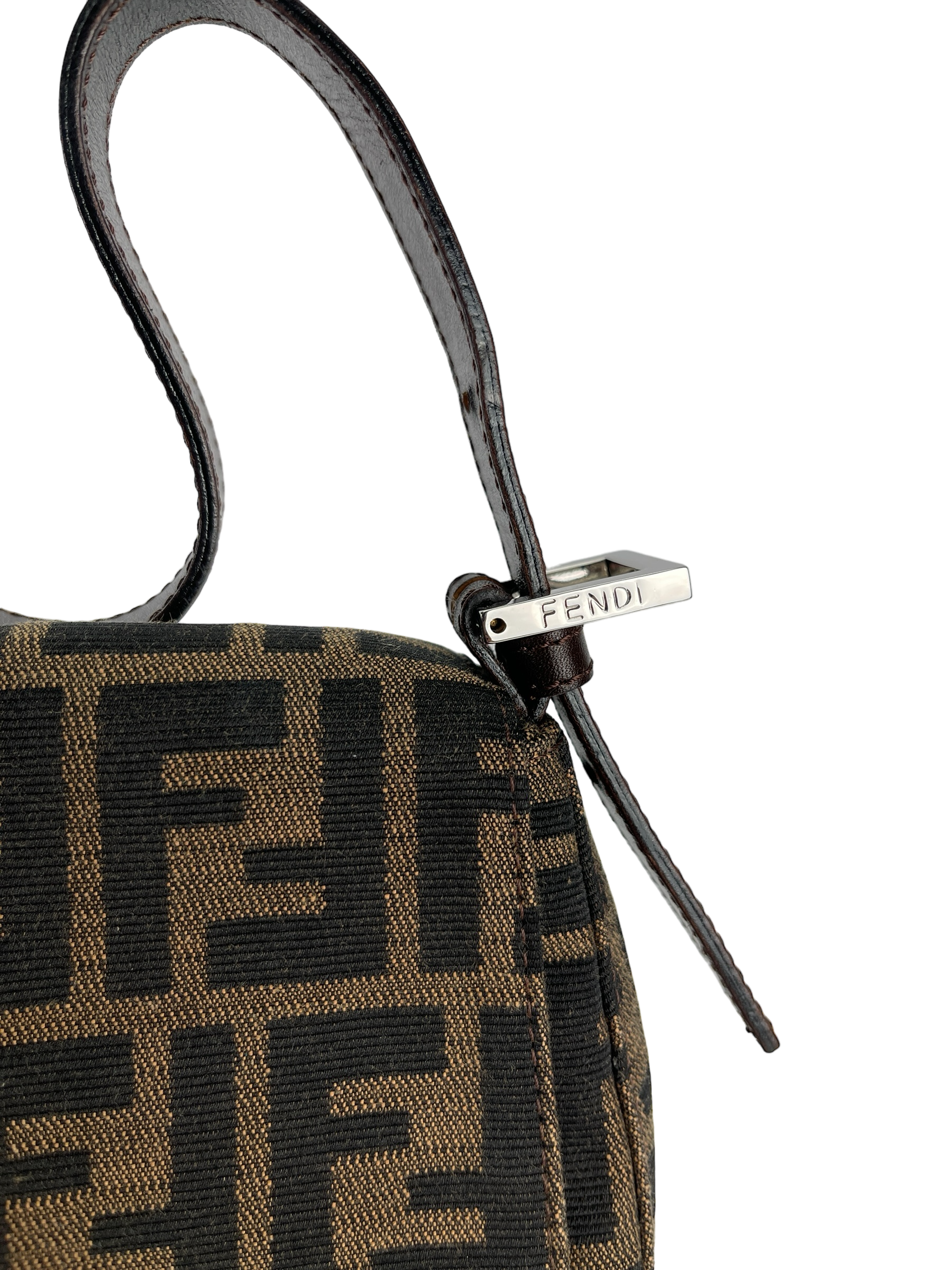 FENDI - Brown Zucca Mamma Baguette Handbag Silver Hardware