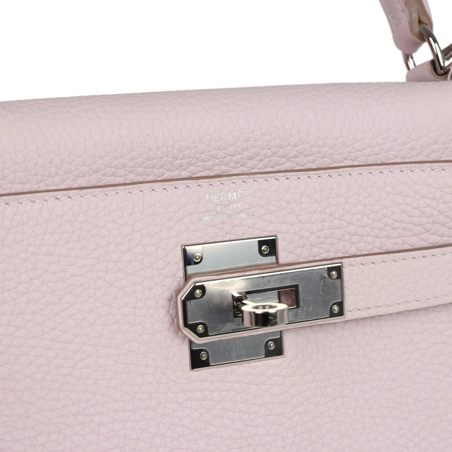 Pre-owned Hermes Kelly Retourne 28 Mauve Pale Clemence Palladium Hardware