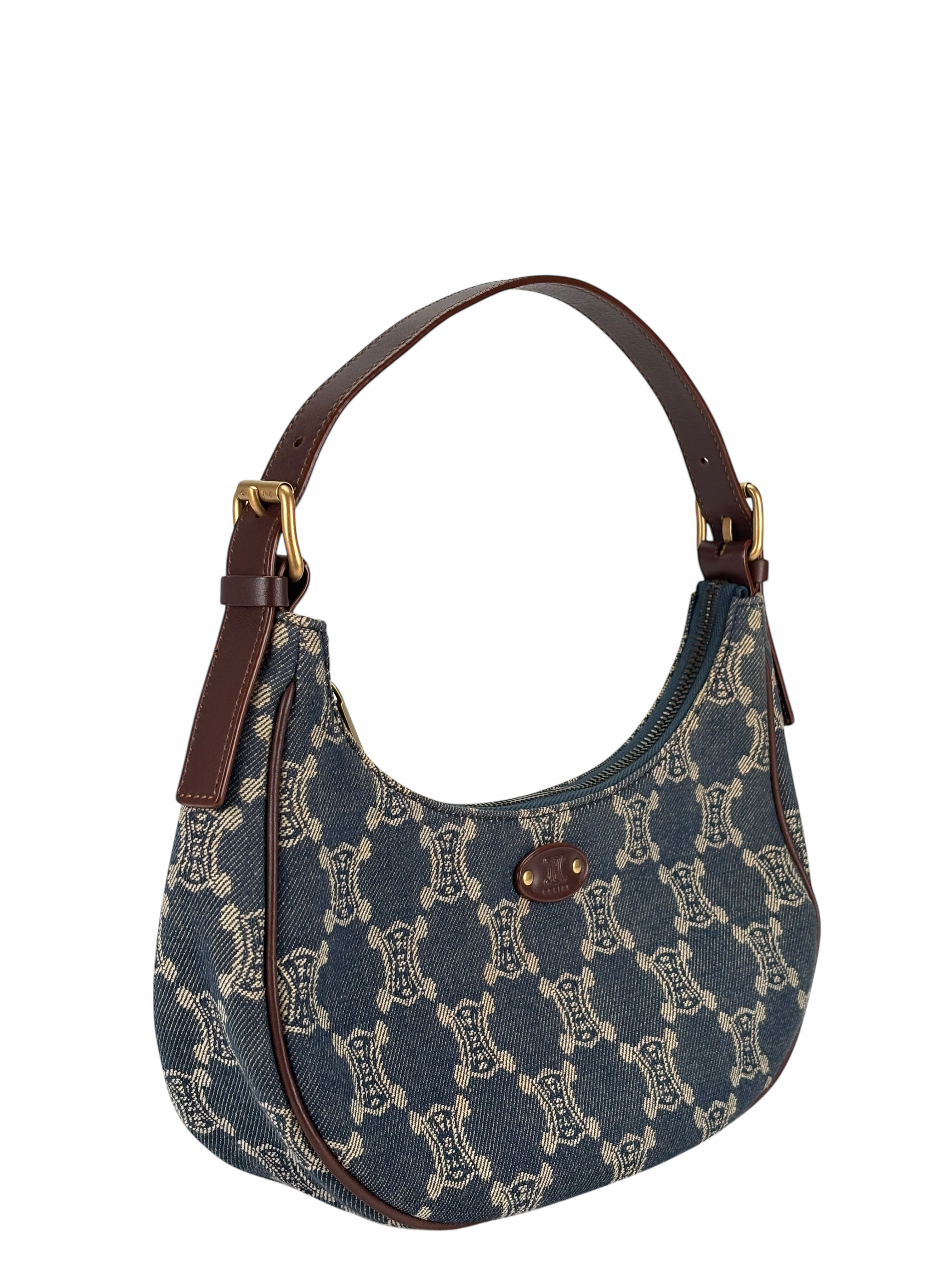 CELINE - Blue Denim Paris Macadam Shoulder Bag