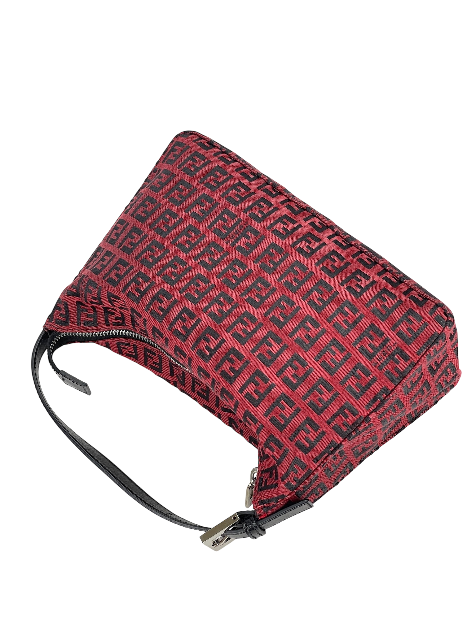 FENDI - Red Canvas Zucchino Pochette Handbag