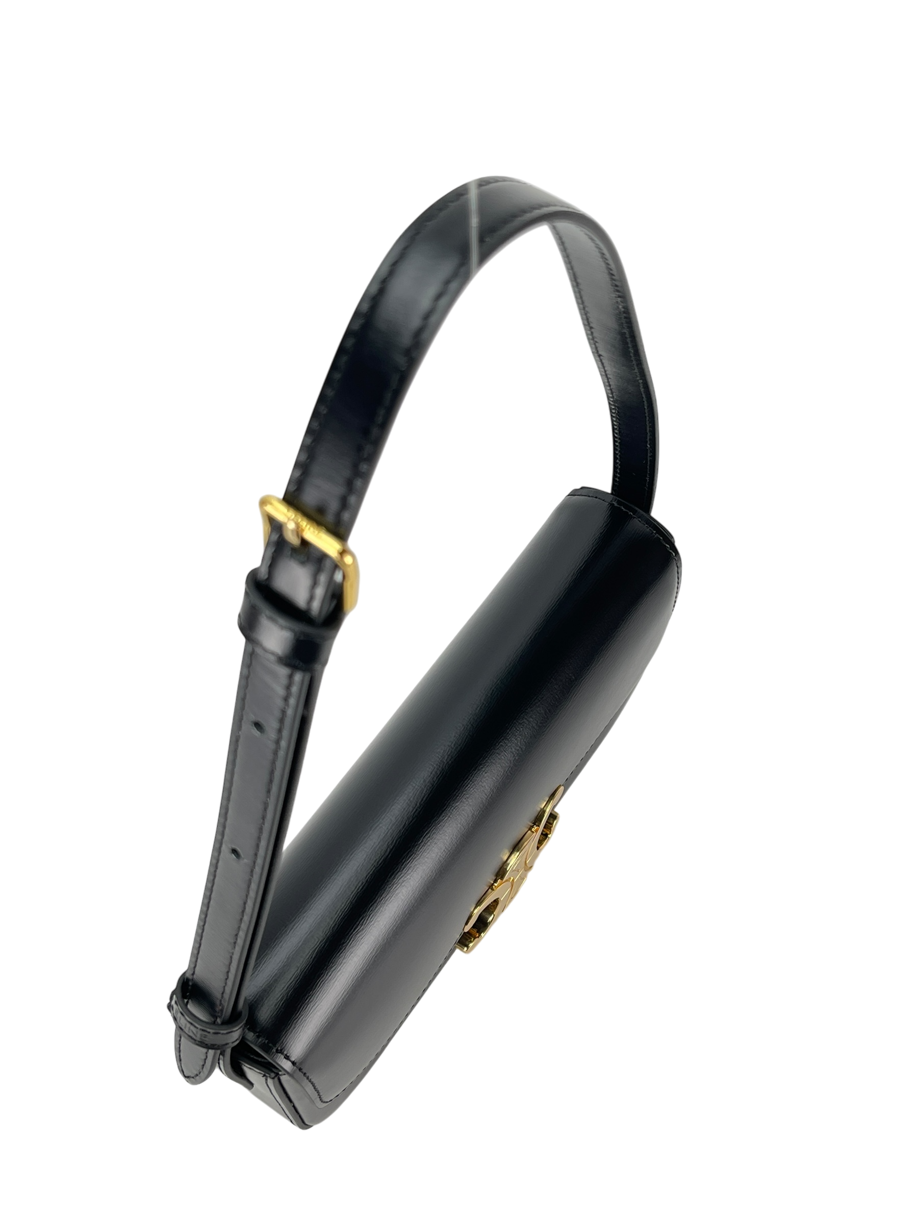 CELINE - Black Triomphe Leather Shoulder Bag