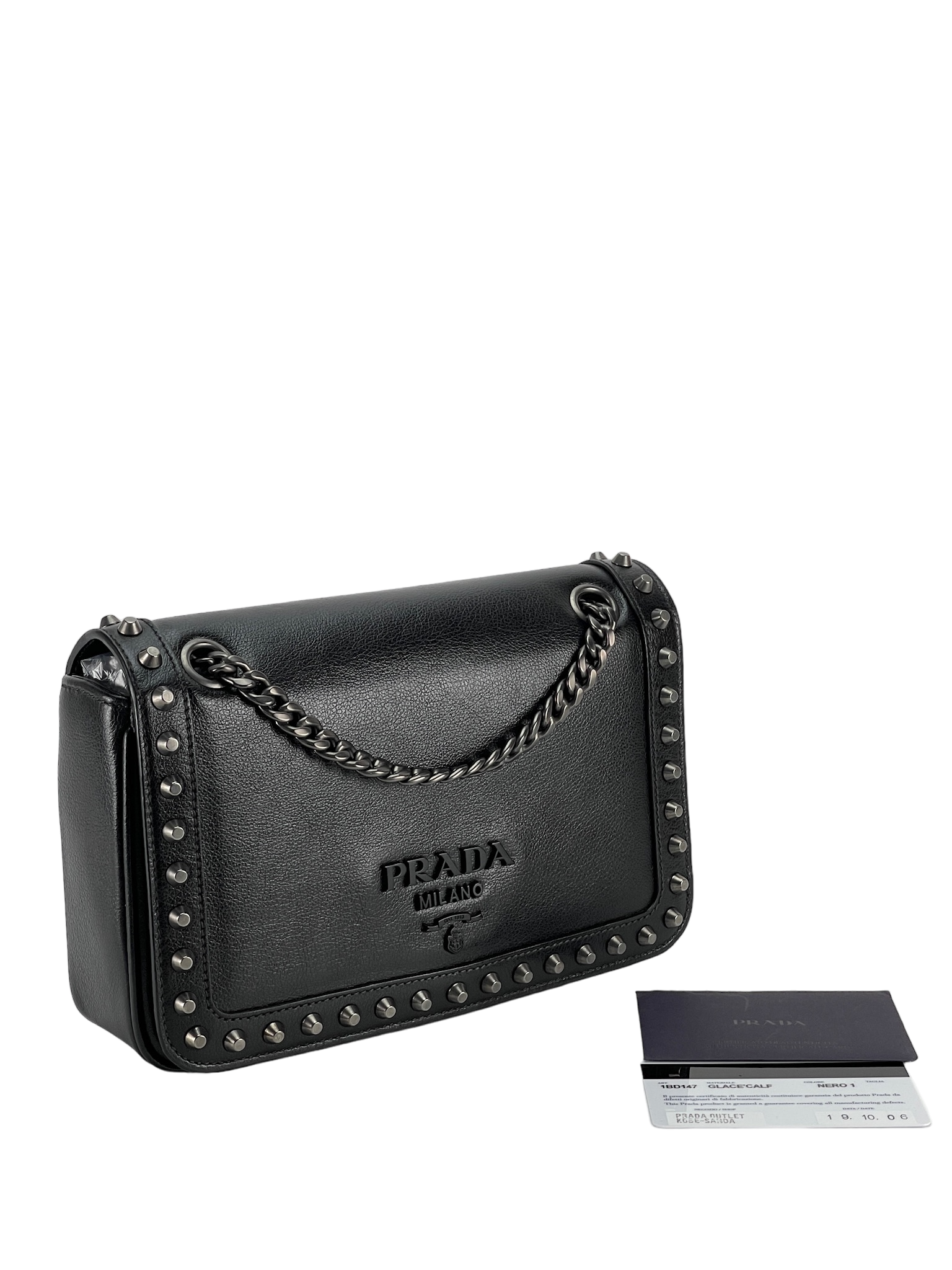 PRADA - Pattina Glace Studded Bag