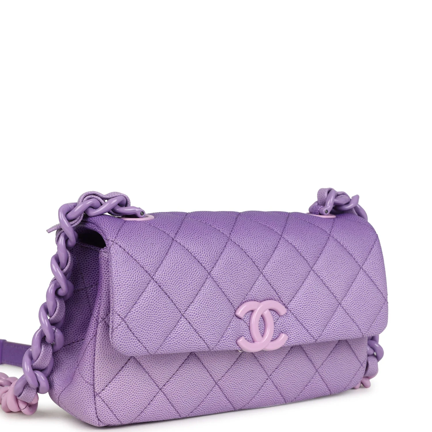 Chanel Mini Rectangular Flap Bag Ombre Purple Caviar Lacquered Metal Hardware