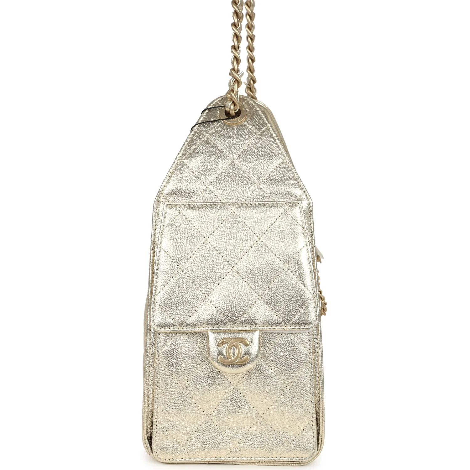 Chanel Small 25 Hobo Bag Metallic Gold Caviar Light Gold Hardware