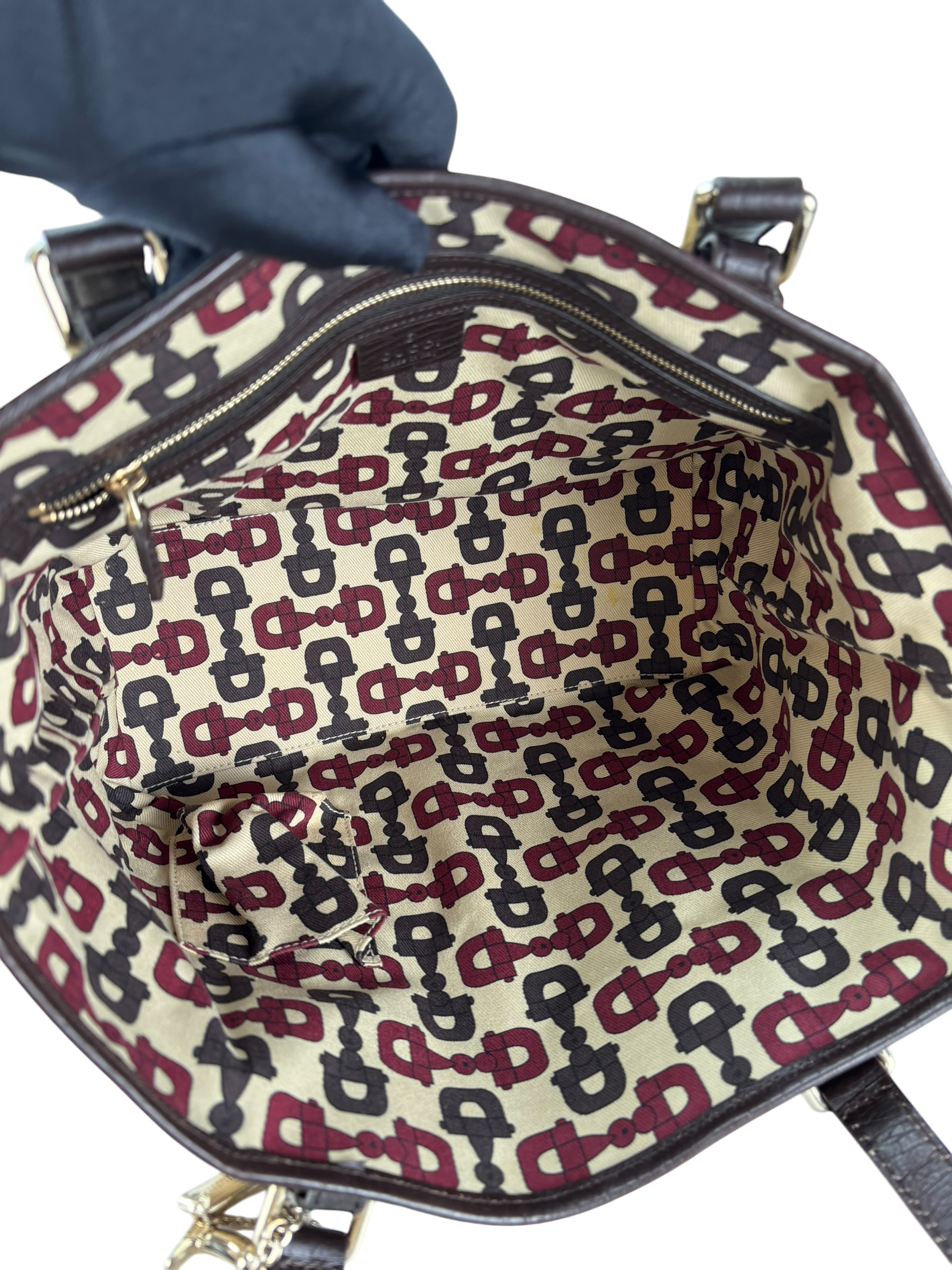 GUCCI - Sherry Line Khaki Beige Brown Canvas Tote Bag Shoulder Bag