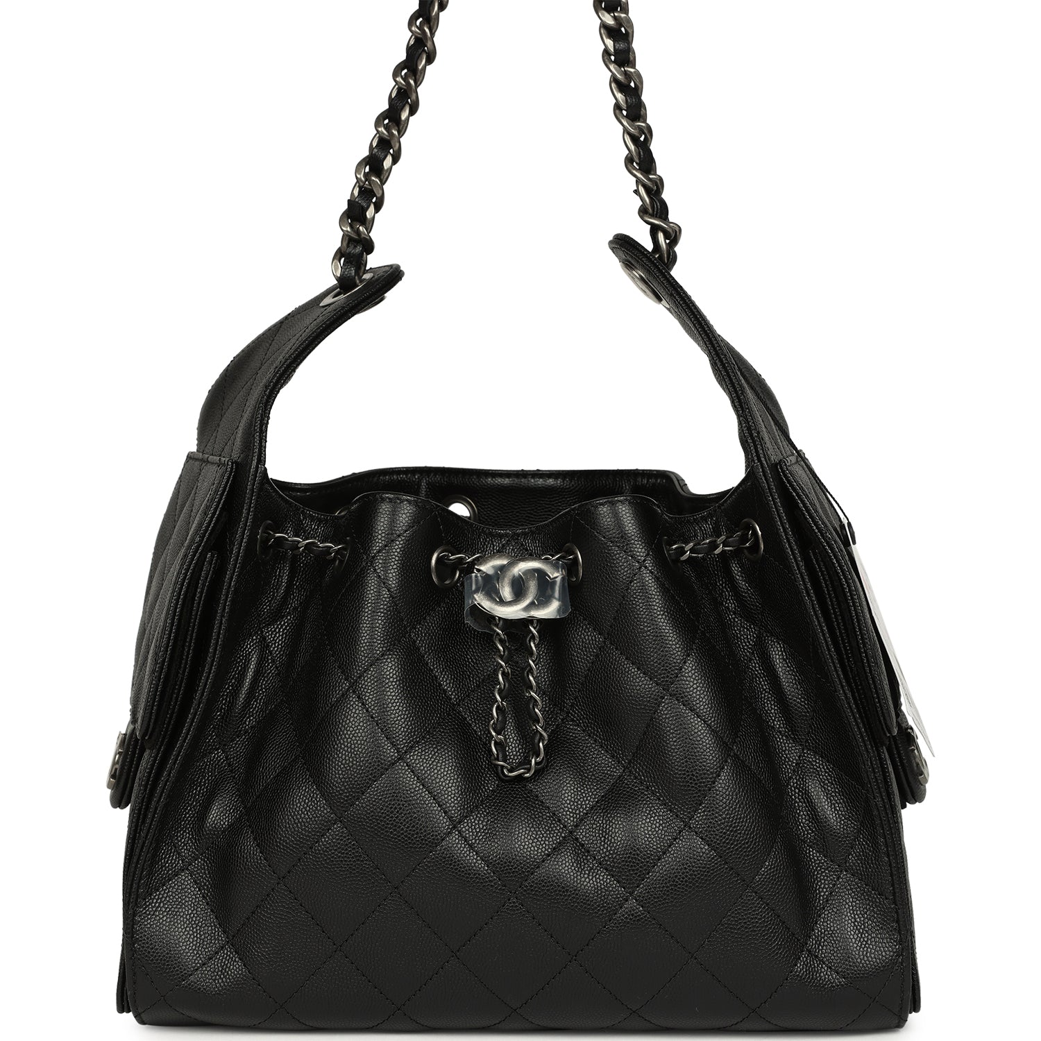 Chanel Small 25 Hobo Bag Black Shiny Caviar Aged Ruthenium Hardware