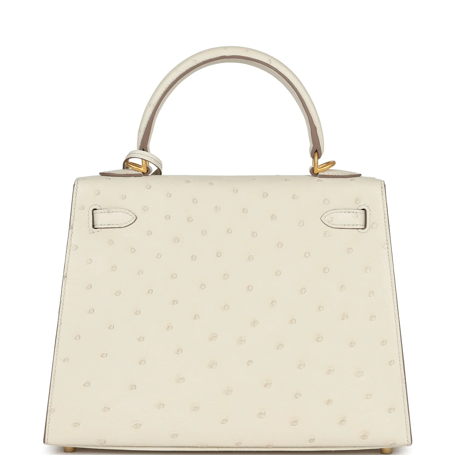 Hermes Special Order (HSS) Kelly Sellier 25 Beton Ostrich Verso Brushed Gold Hardware