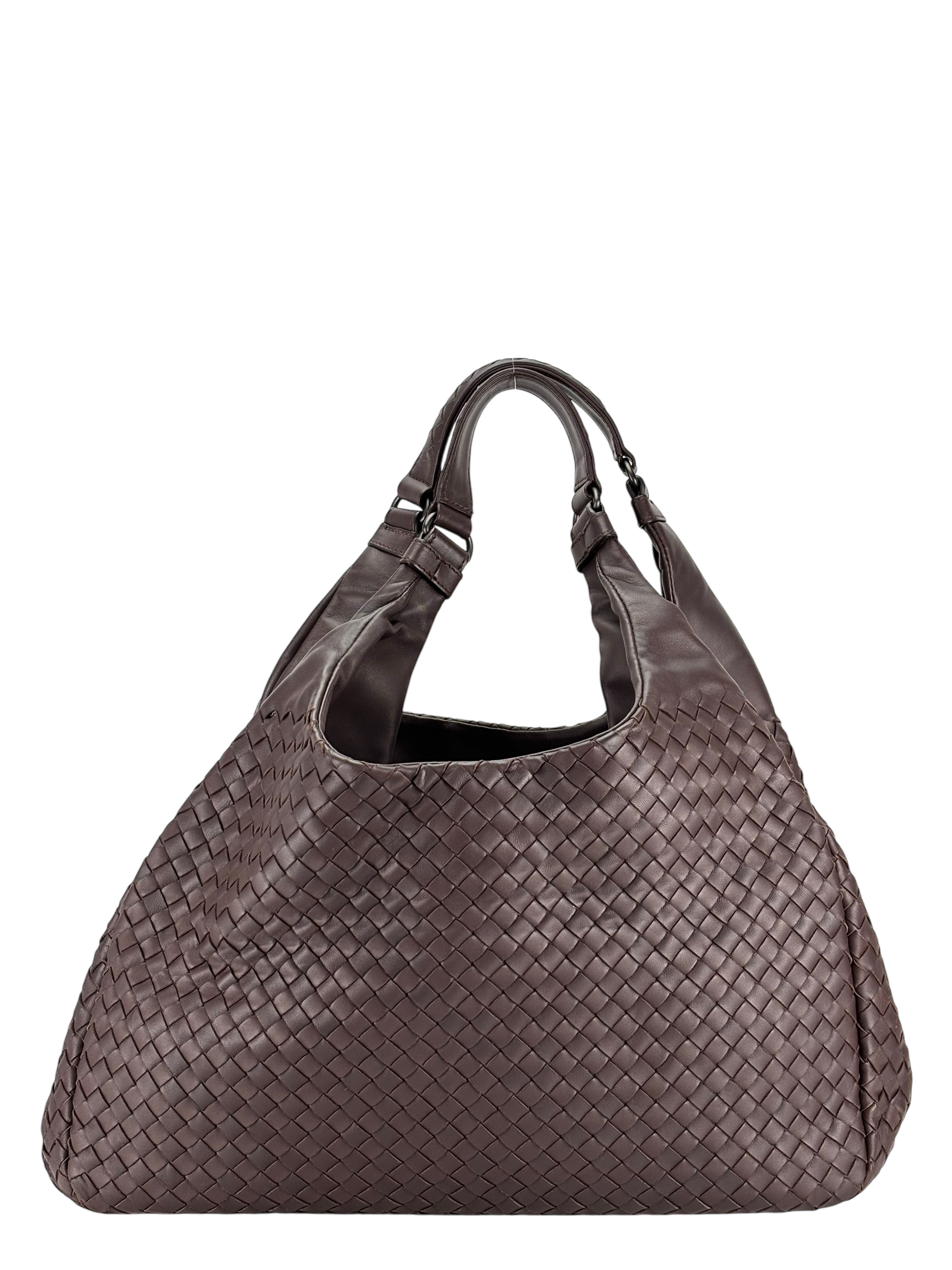 BOTTEGA VENETA - Dark Red Lambskin Campana Leather HandBag