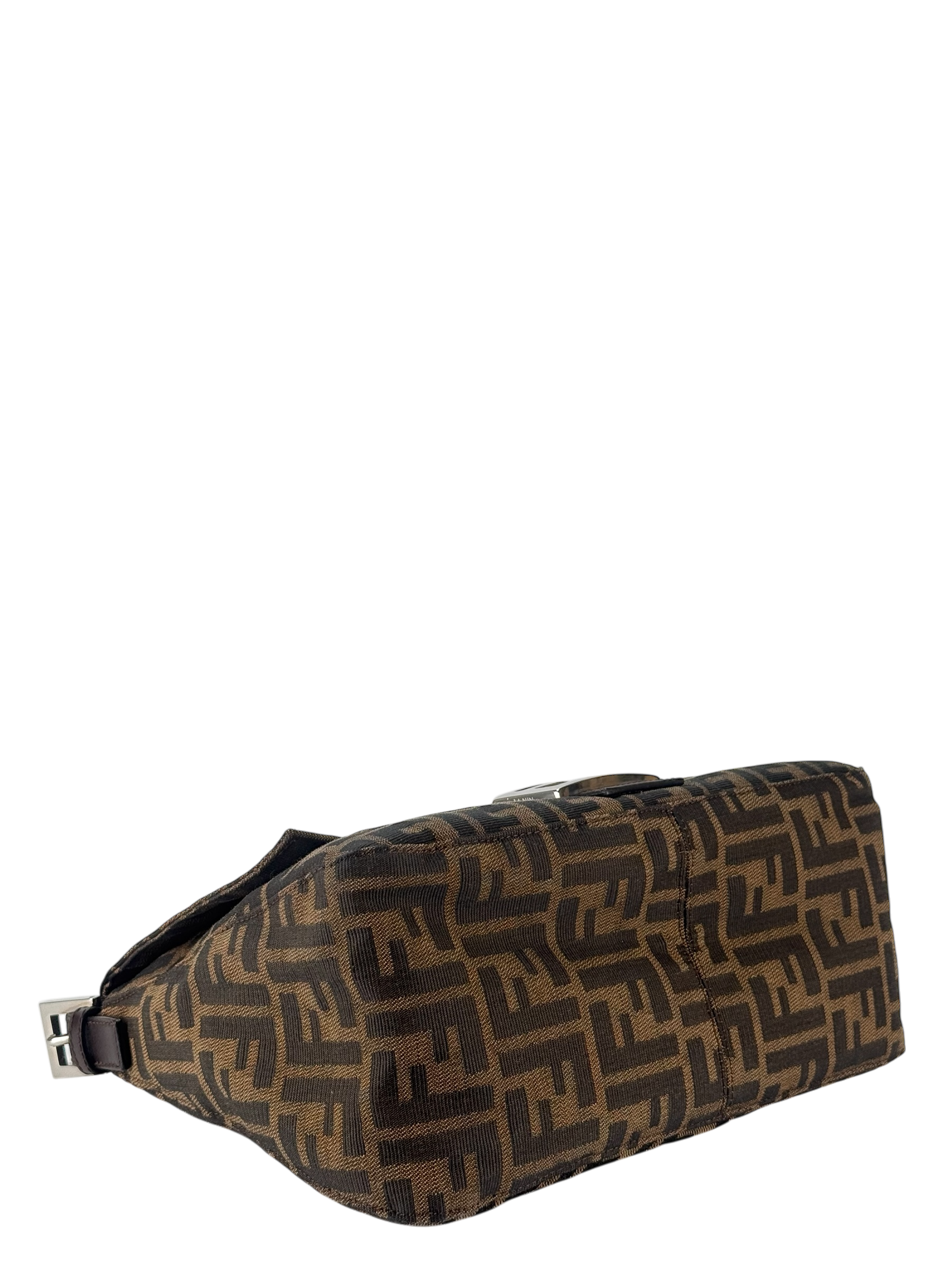 FENDI - Brown Zucca Mamma Baguette Handbag Silver Hardware