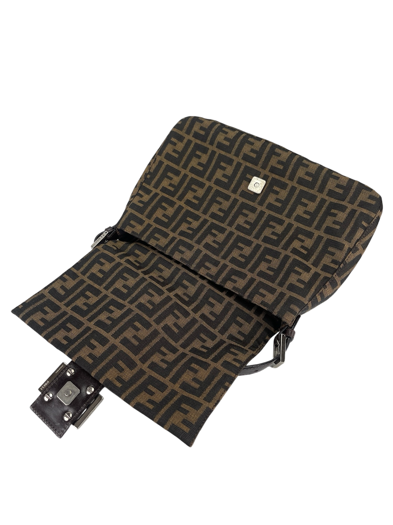 FENDI - Brown Zucca Mamma Baguette Handbag Silver Hardware