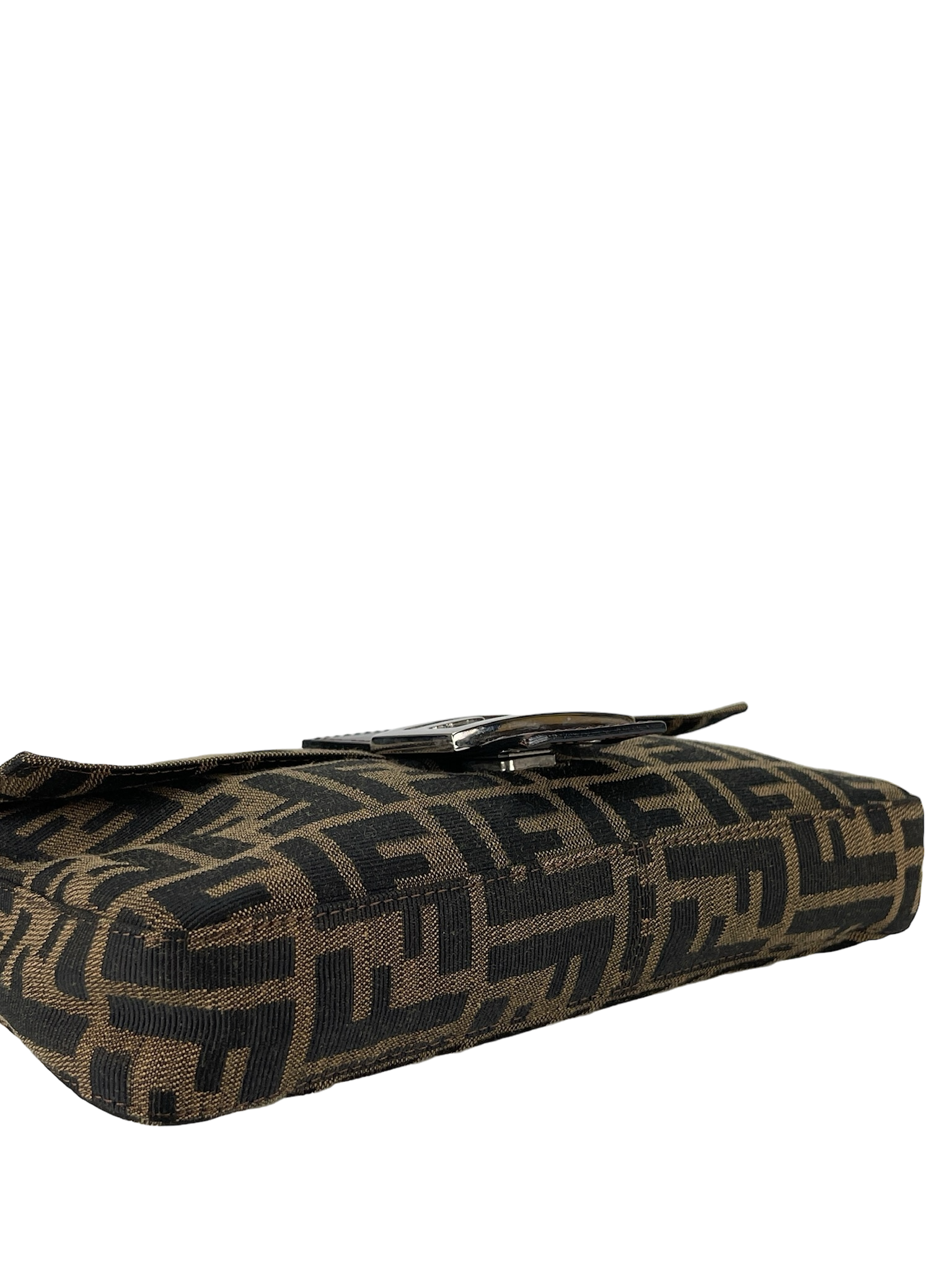 FENDI - Brown Zucca Baguette Handbag Silver Hardware