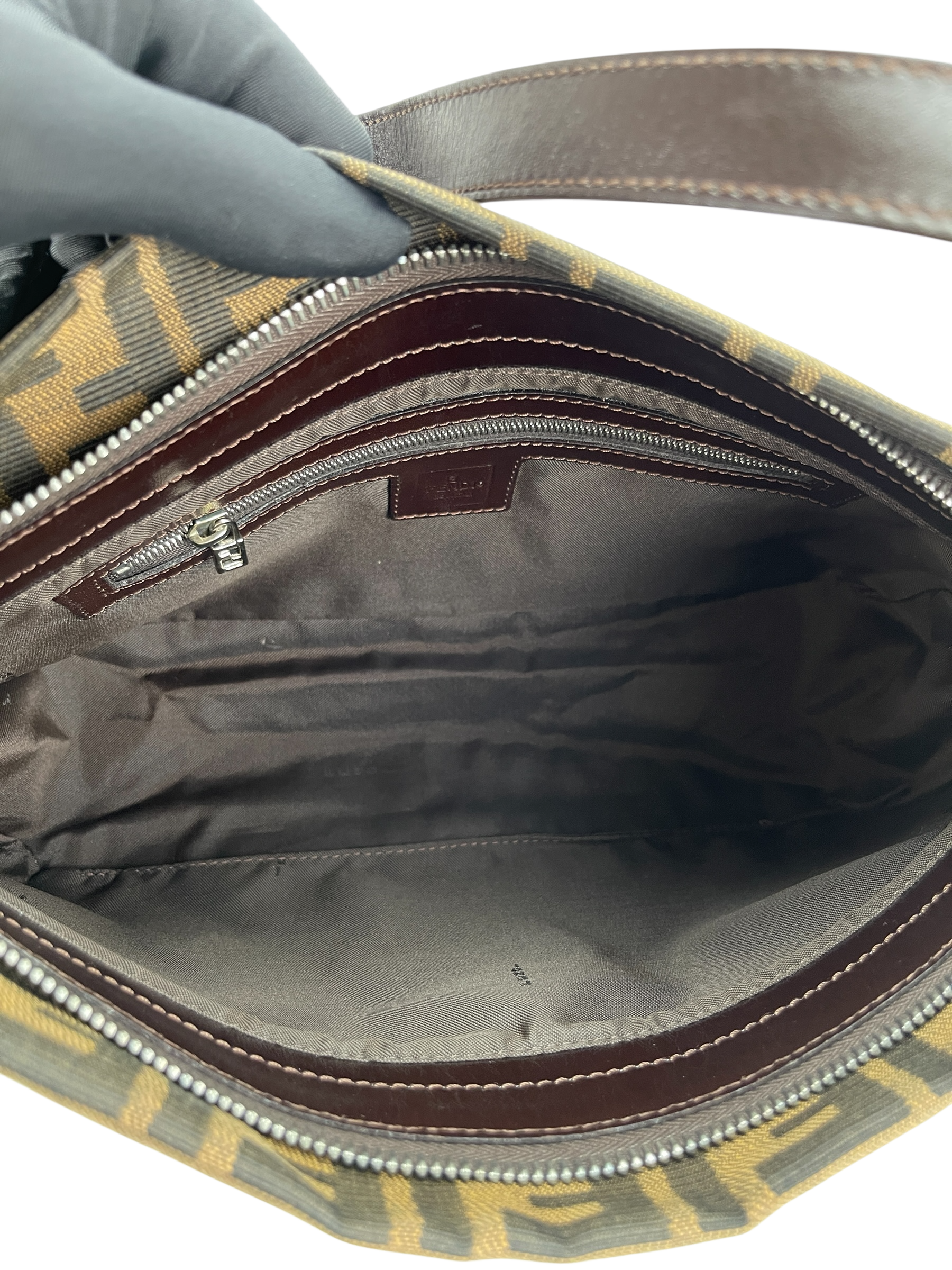 FENDI - Canvas Zucca Shoulder Bag Silver Hardware