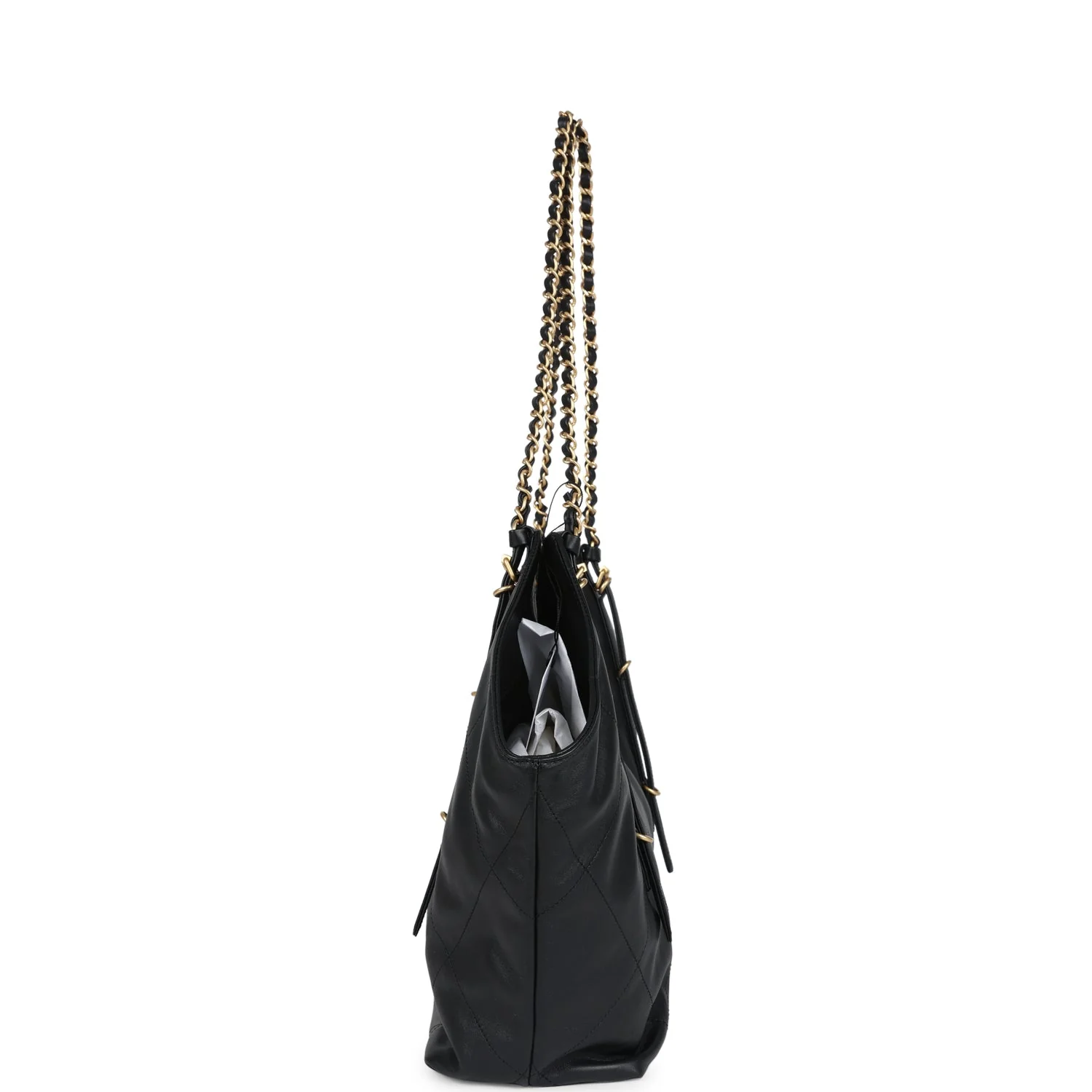 Chanel Small Coco Shopping Bag Black Calfskin Antique Gold Hardware