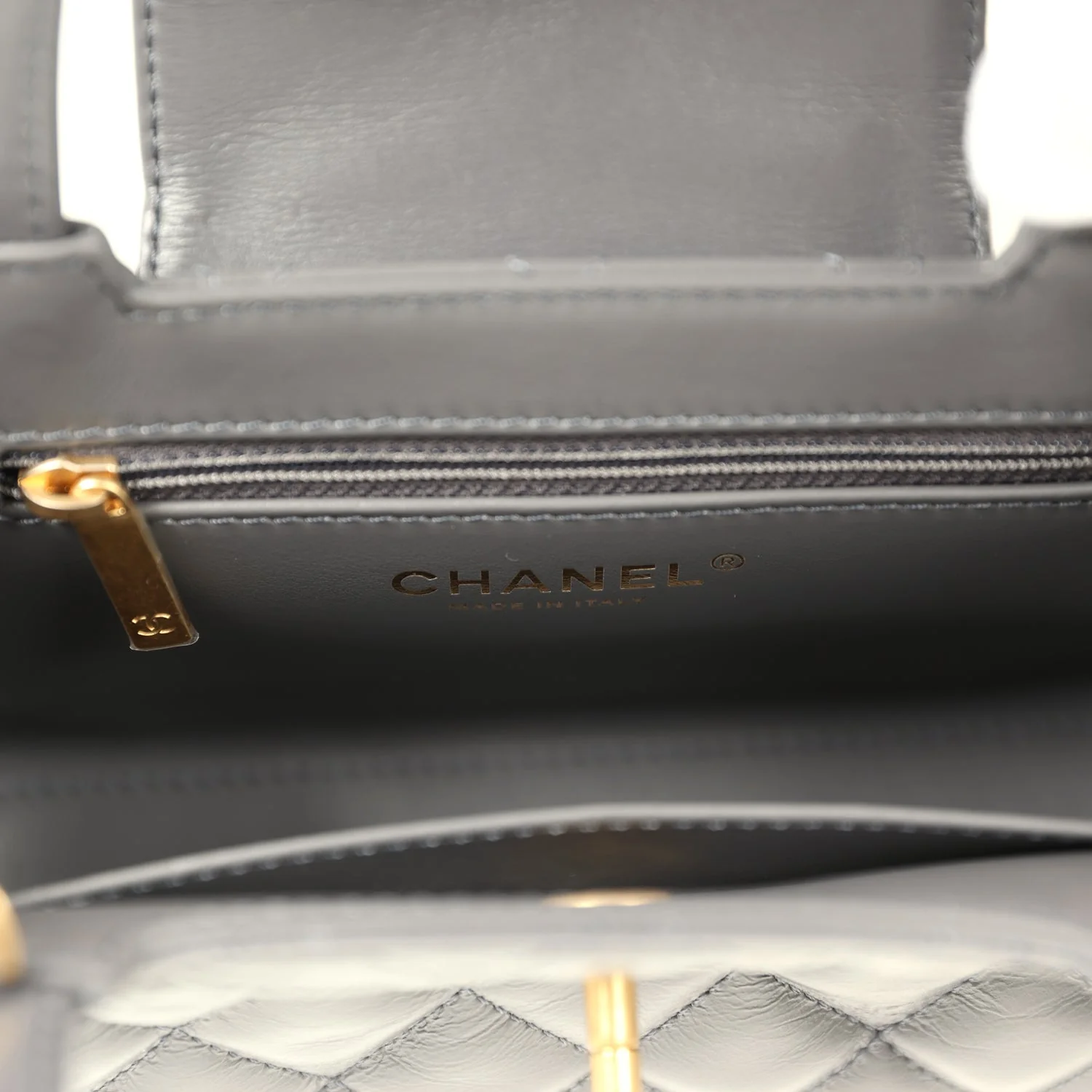 Pre-owned Chanel Small Kelly Shopper Grey Shiny Aged Calfskin Brushed Gold Hardware