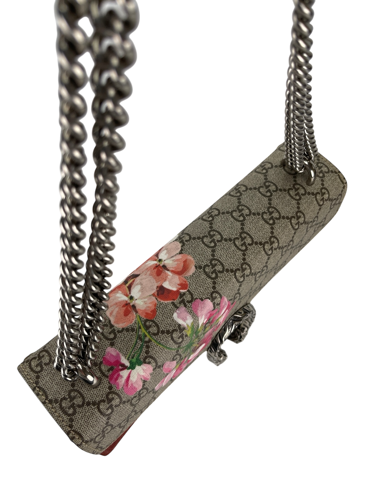 GUCCI - GG Supreme Canvas And Red Suede Blooms Dionysus Shoulder Bag