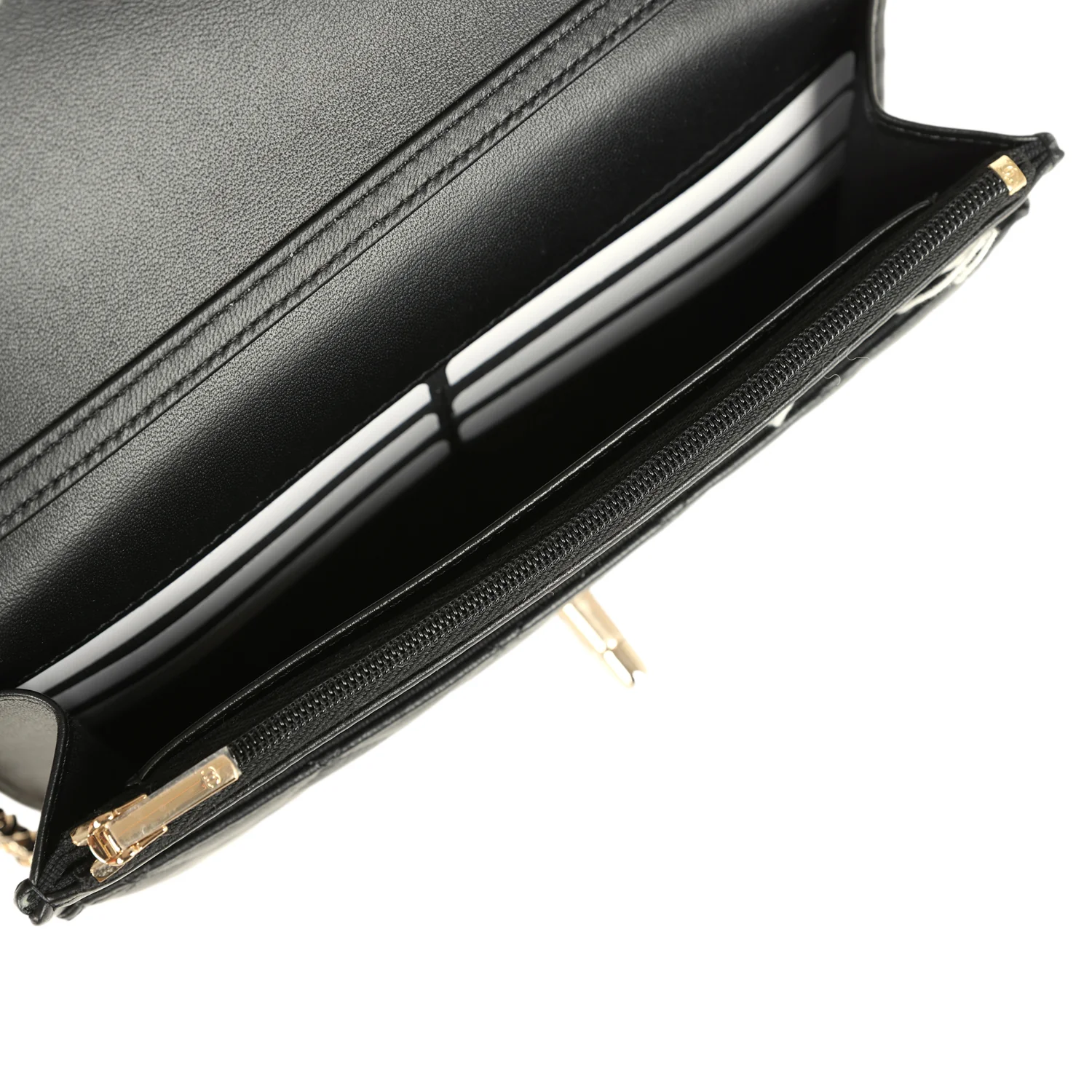 Chanel Wallet On Chain WOC Black Lambskin Light Gold Hardware