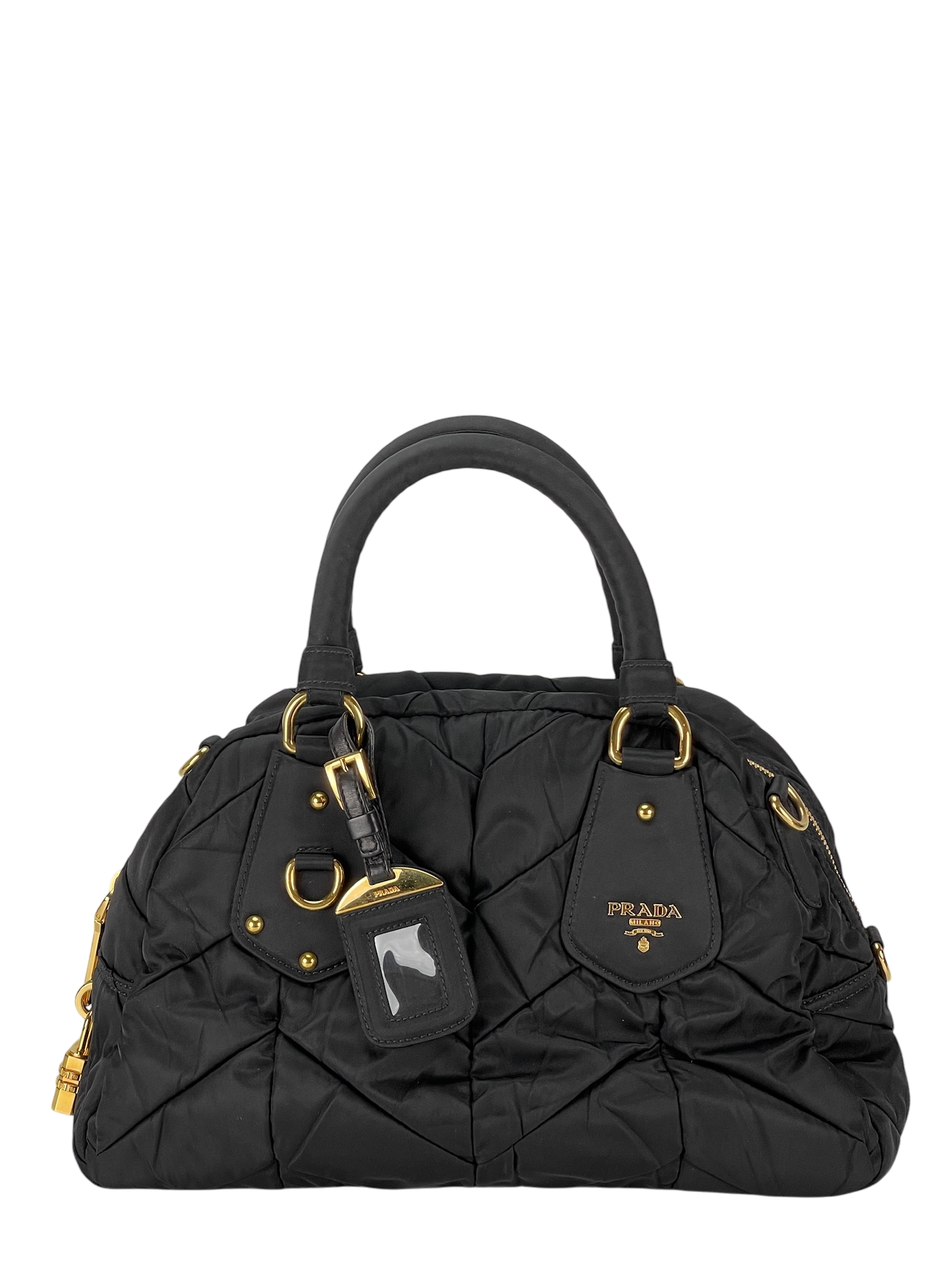 PRADA - Black Tessuto Nylon Quiltin Bauletto Bag
