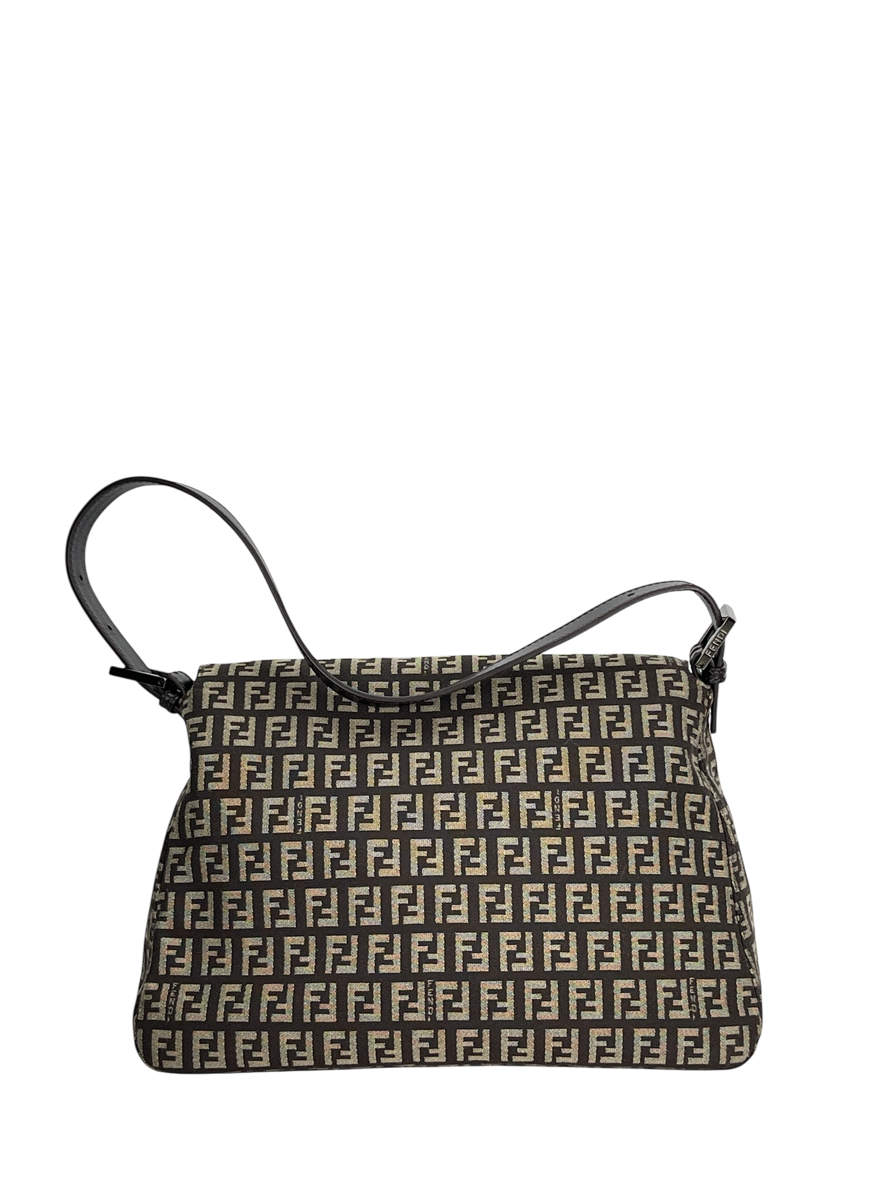 FENDI - Brown Zucca Mamma Baguette Handbag Gold Hardware