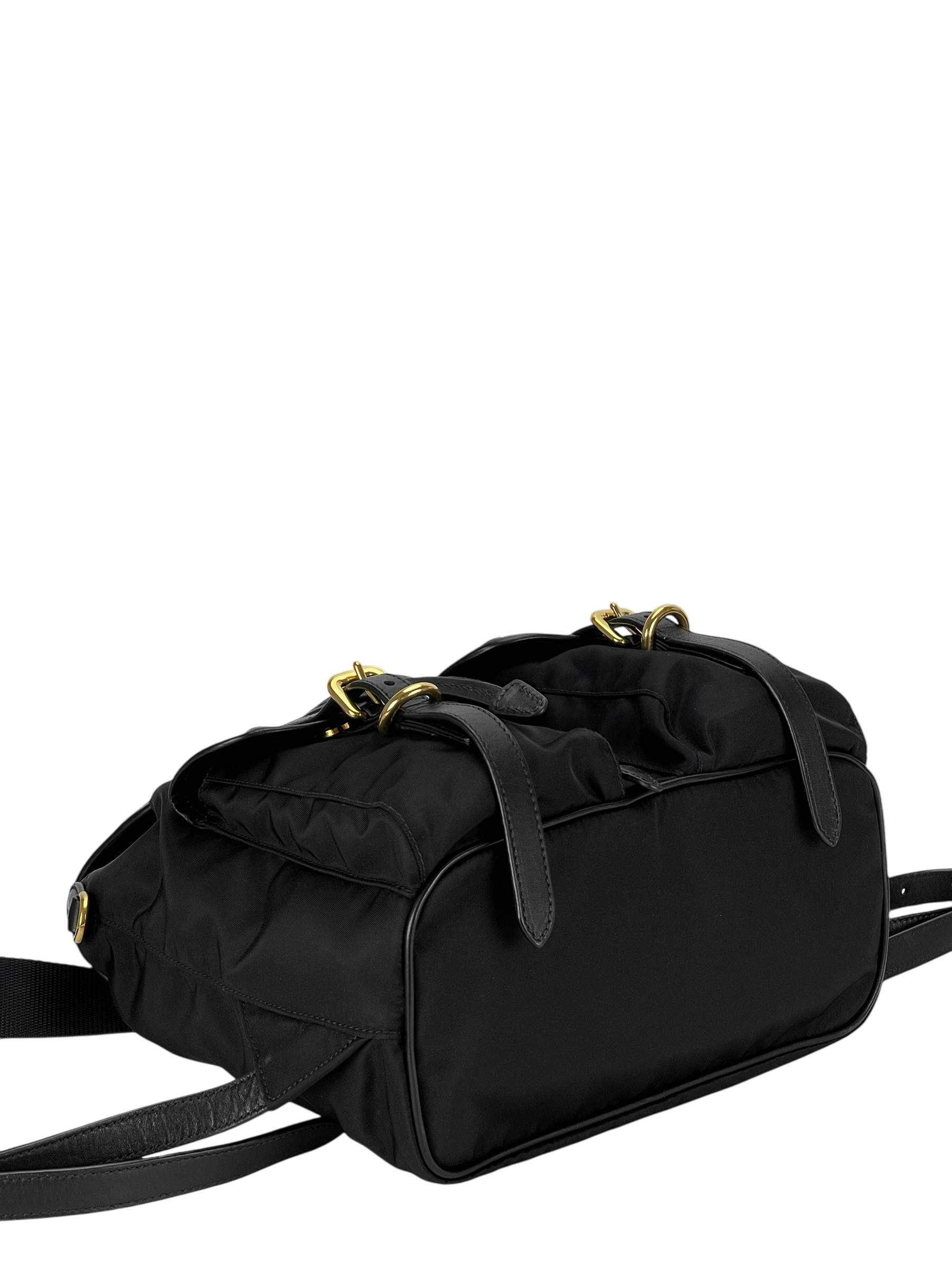 PRADA - Tessuto Nylon Soft Calfskin Small Backpack Black