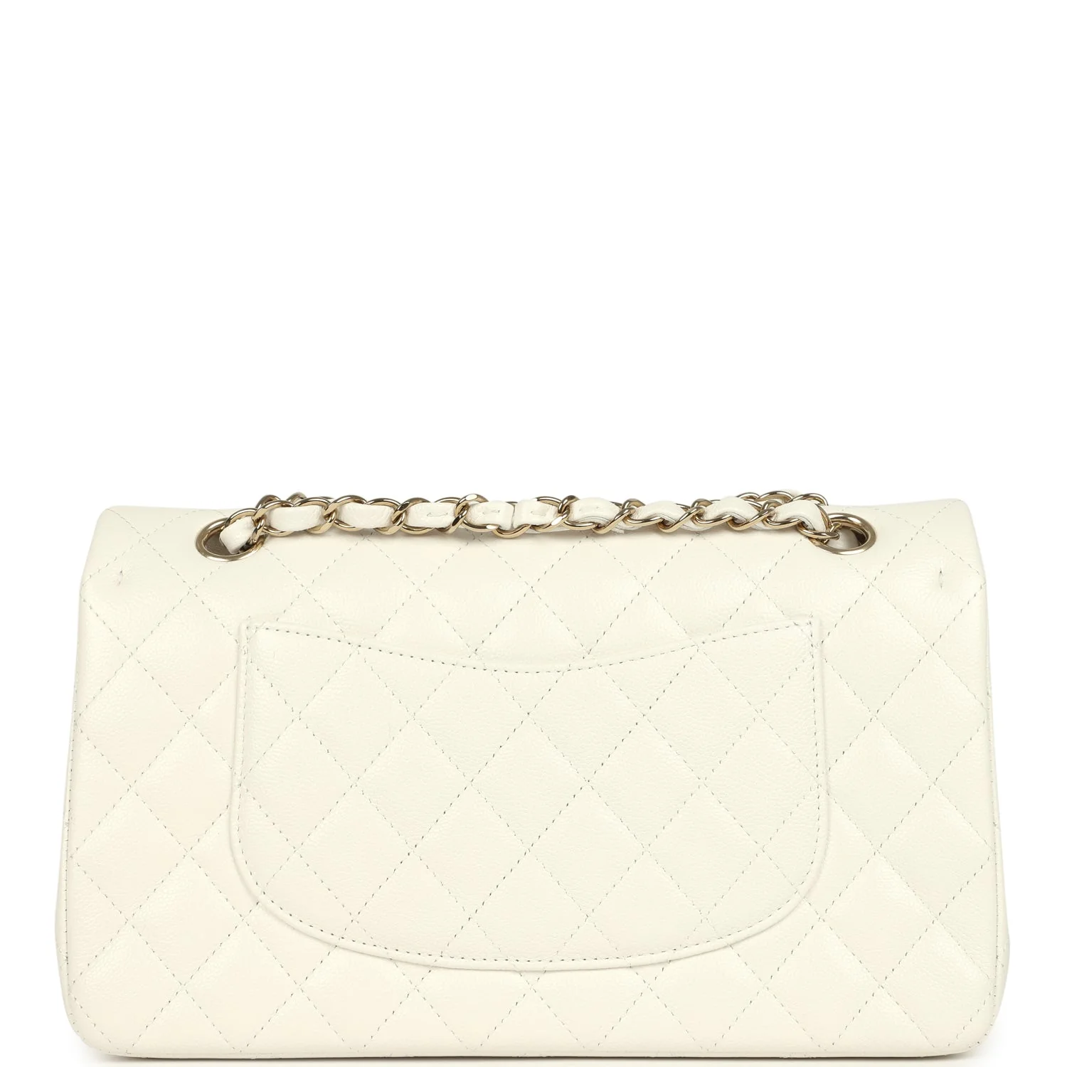 Chanel Medium Classic Double Flap White Caviar Light Gold Hardware