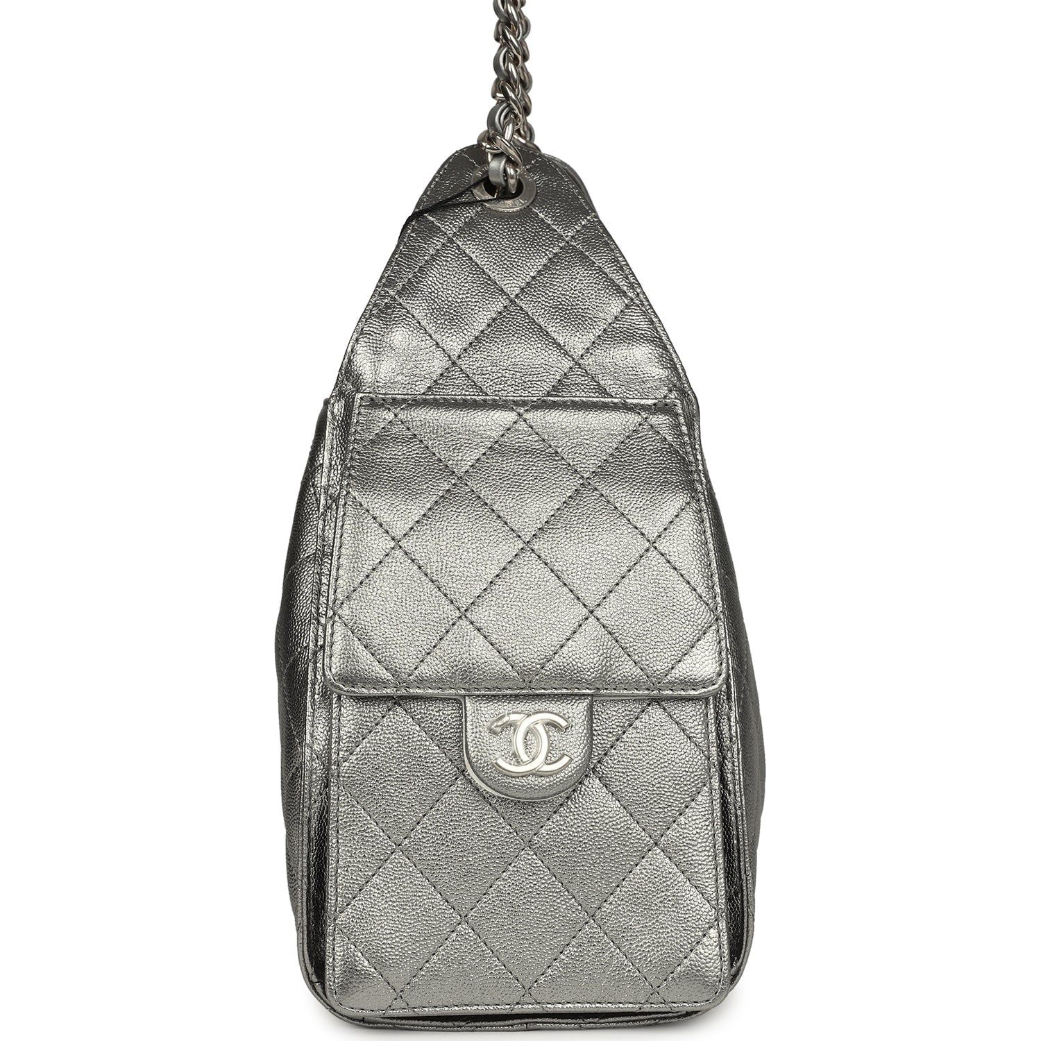 Chanel Small 25 Hobo Bag Metallic Anthracite Caviar Silver Hardware