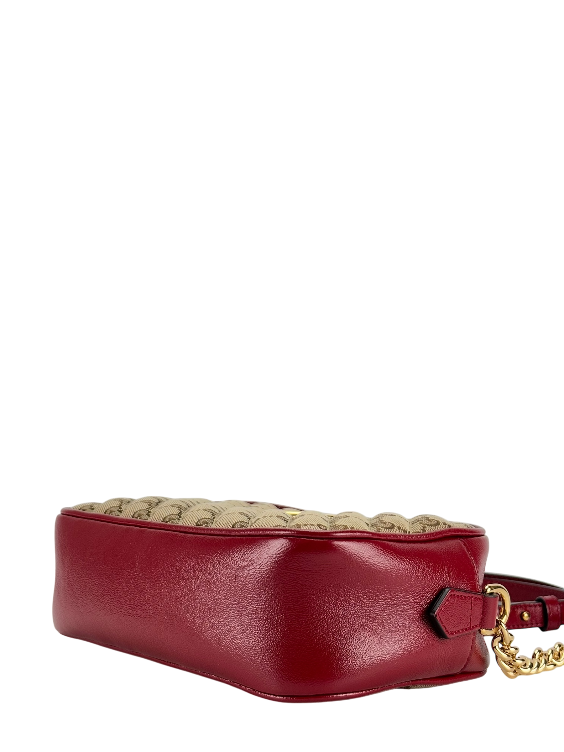 GUCCI - Brown Red GG Canvas Marmont Crossbody Bag