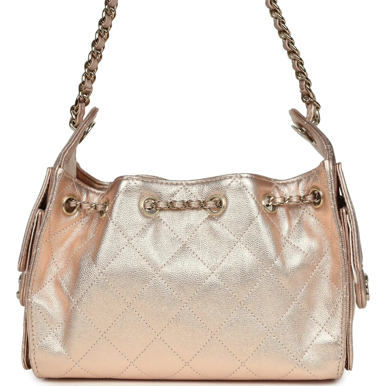 Chanel Mini 25 Hobo Bag Metallic Rose Gold Caviar Caviar Light Gold Hardware