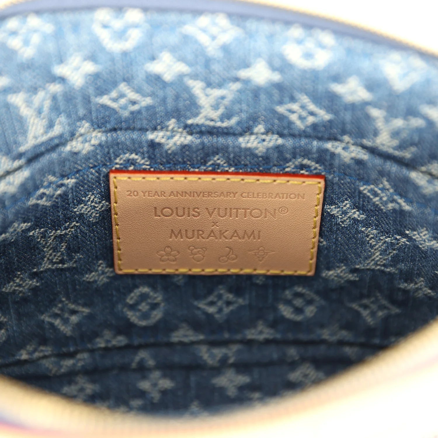 Louis Vuitton X Takashi Murakami Cherry Pochette Accessories Denim Monogram Gold Hardware