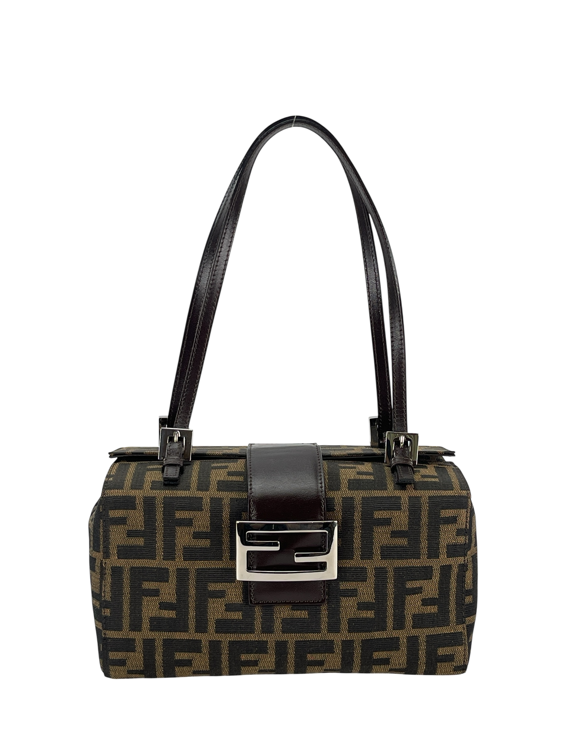 FENDI - Brown Canvas Zucca Pattern Handbag
