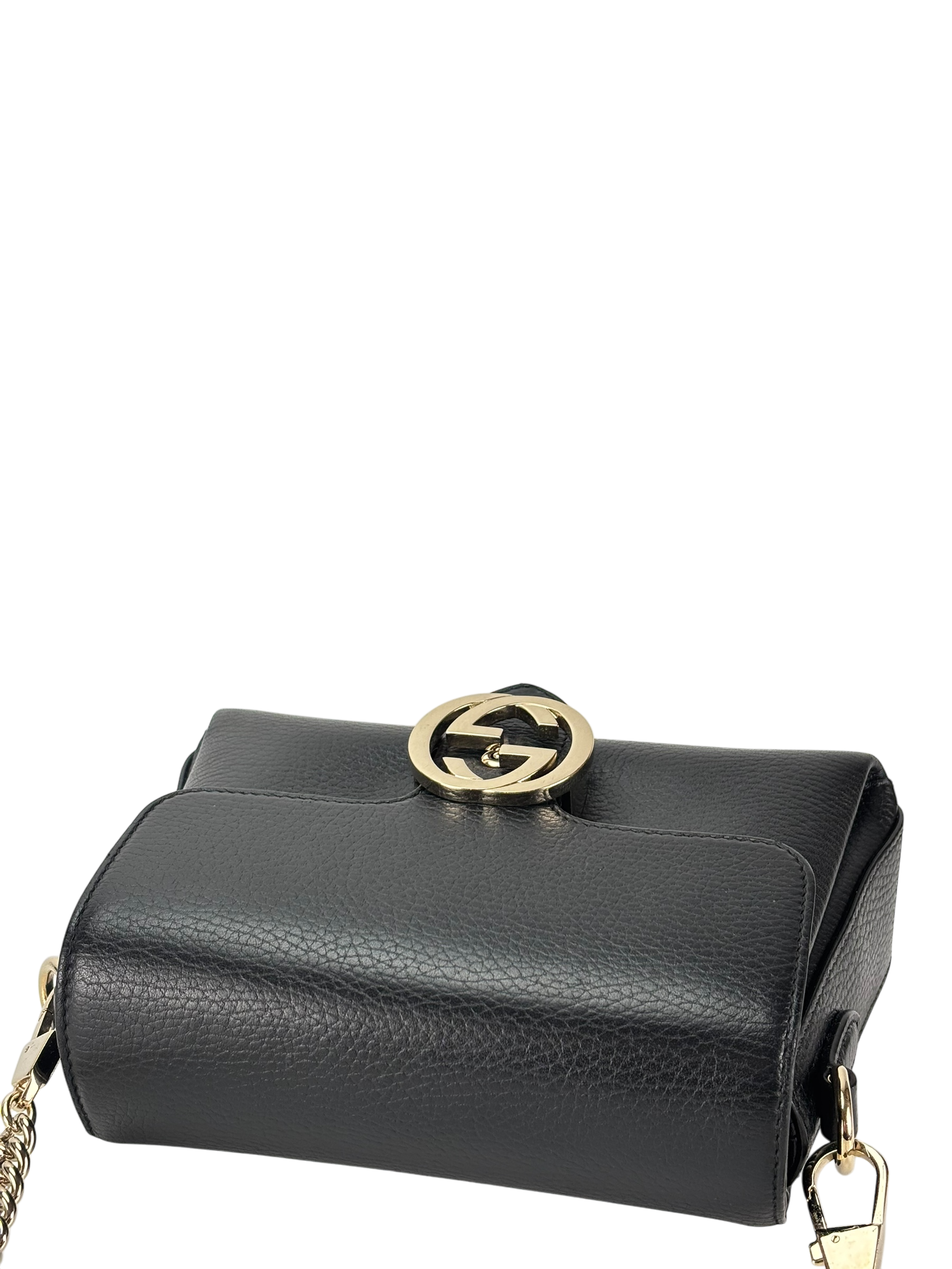 GUCCI - Black Interlocking G Chain Shoulder Bag