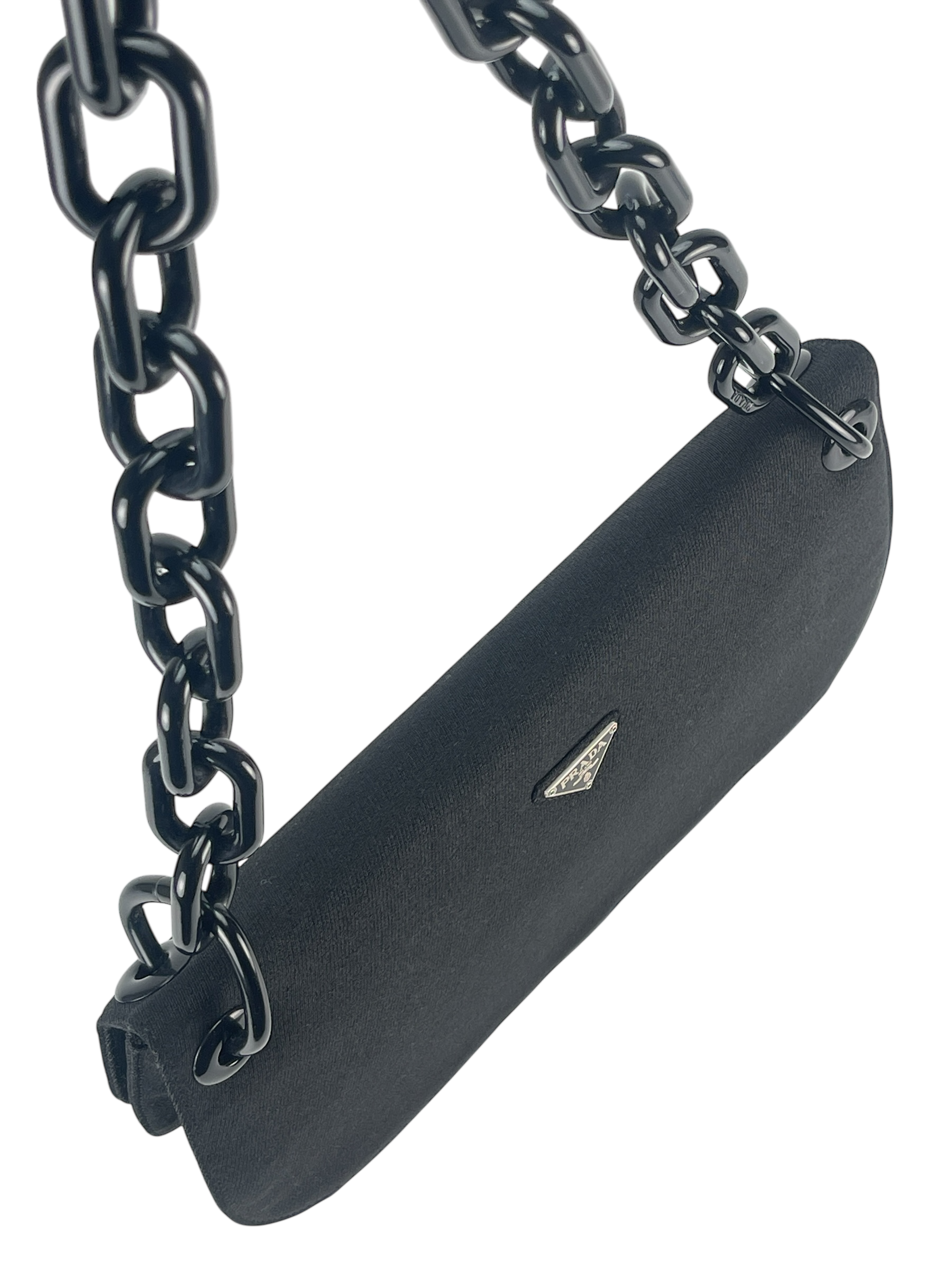 PRADA - Black Nylon Plastic Chain Shoulder Bag