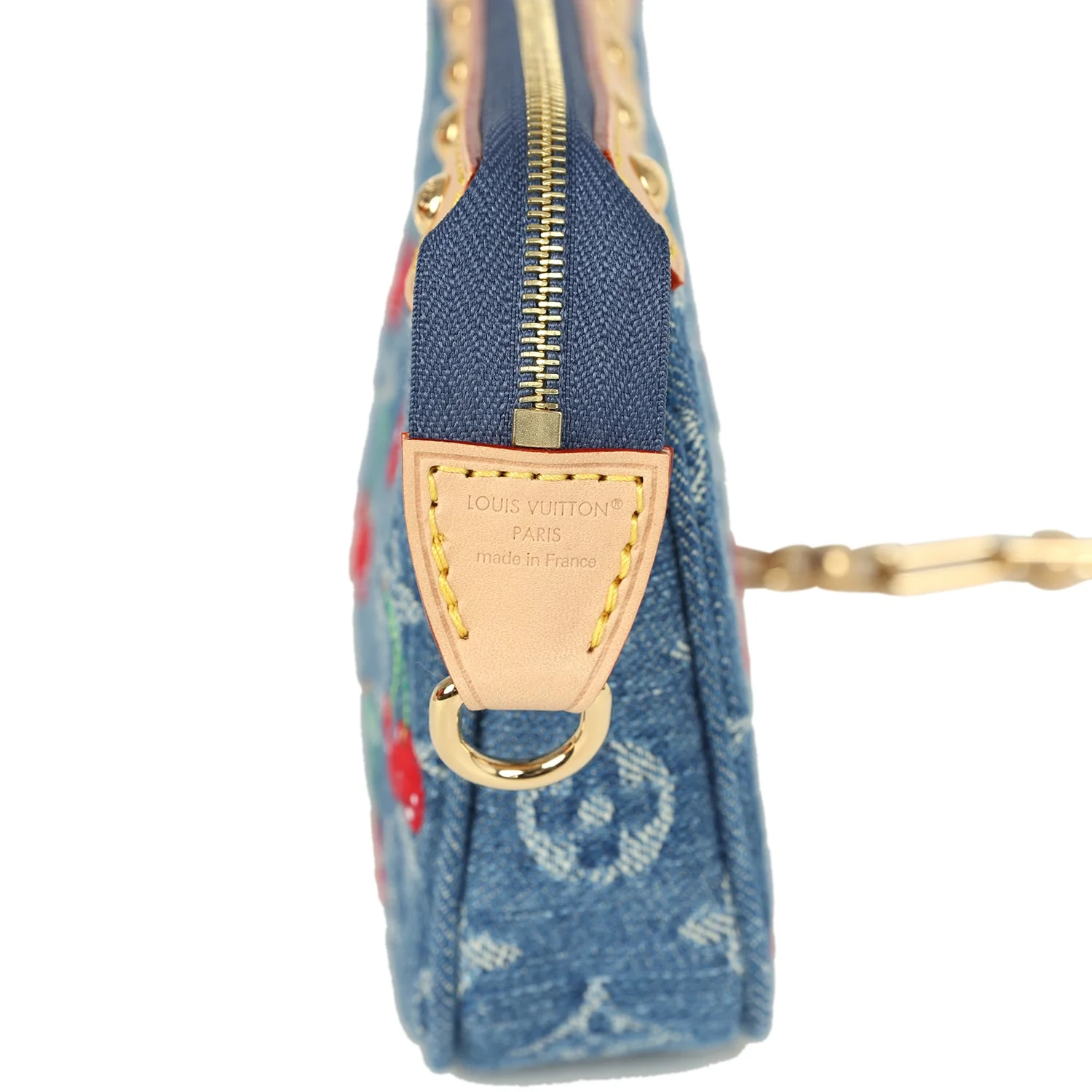 Louis Vuitton X Takashi Murakami Cherry Pochette Accessories Denim Monogram Gold Hardware
