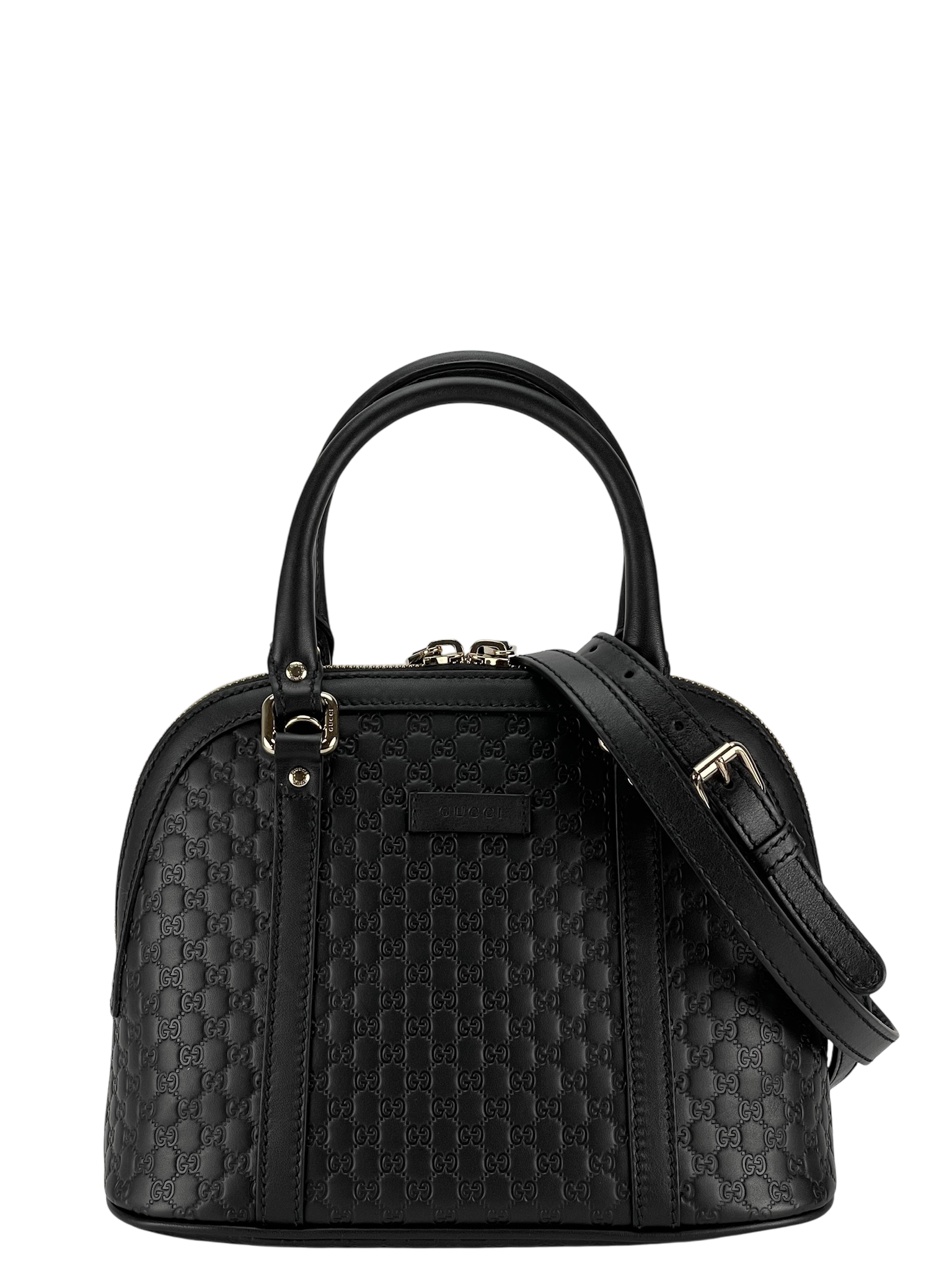 GUCCI - Black Calfskin Micro Guccissima Leather Dome Bag