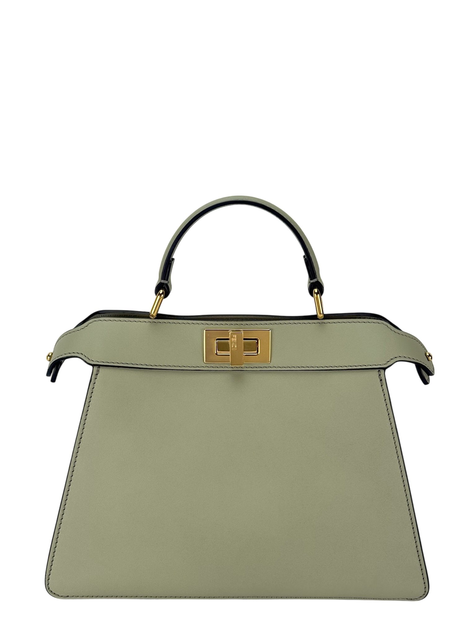 FENDI - Peekaboo Soft Small Green Tea Calfskin Leather bag Gold Hardware