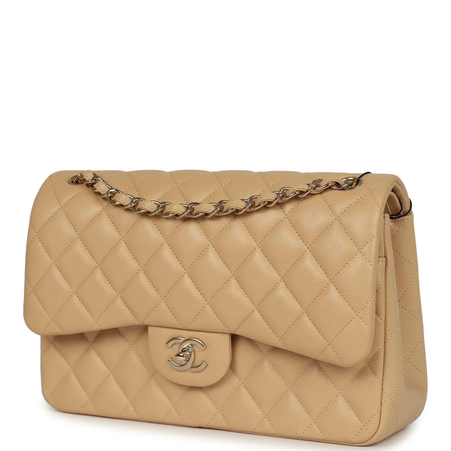 Chanel Jumbo Classic Double Flap Bag Light Beige Caviar Light Gold Hardware