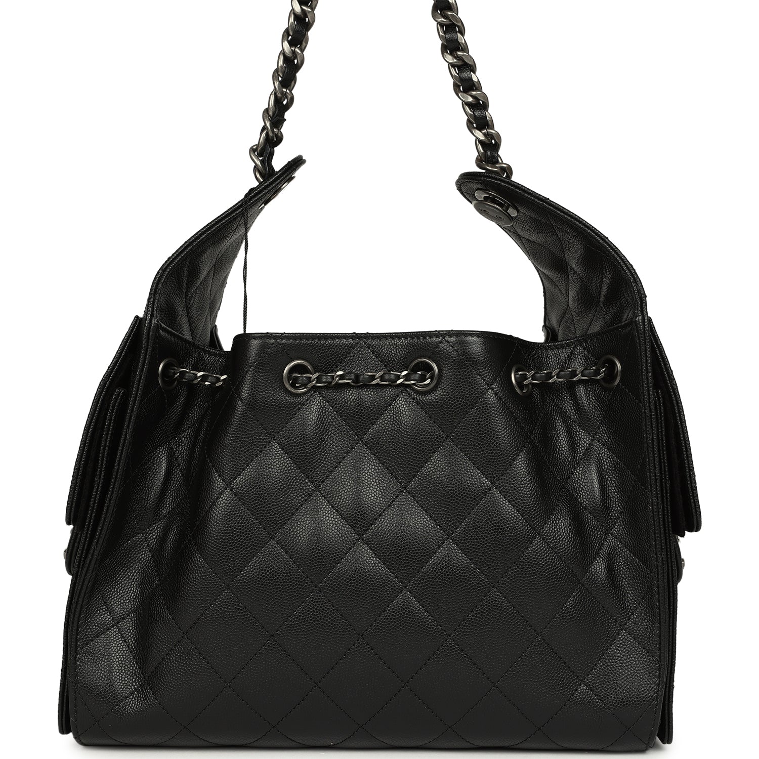 Chanel Small 25 Hobo Bag Black Shiny Caviar Aged Ruthenium Hardware