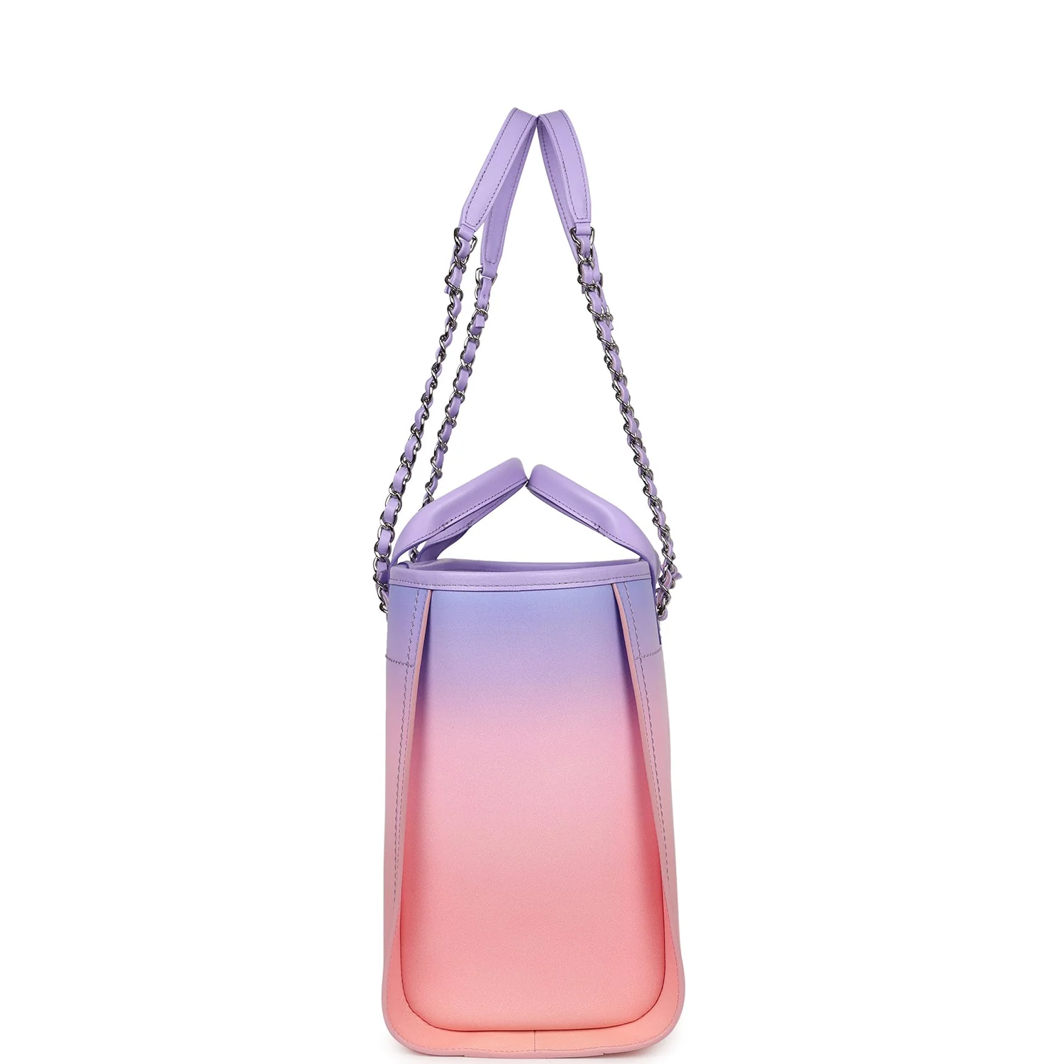 Chanel Small Deauville Shopping Tote Pink and Purple Ombre Calfskin Silver Hardware