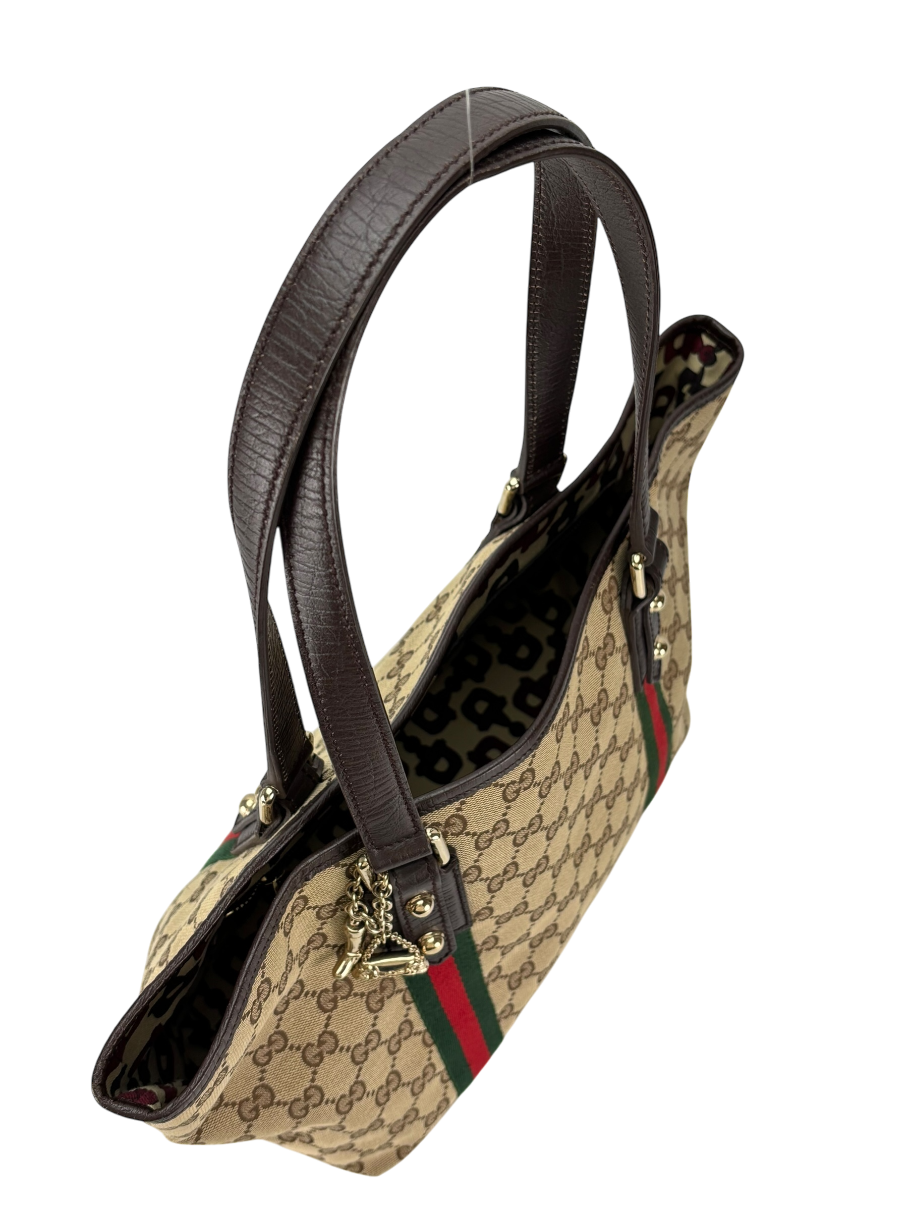 GUCCI - Sherry Line Khaki Beige Brown Canvas Tote Bag Shoulder Bag