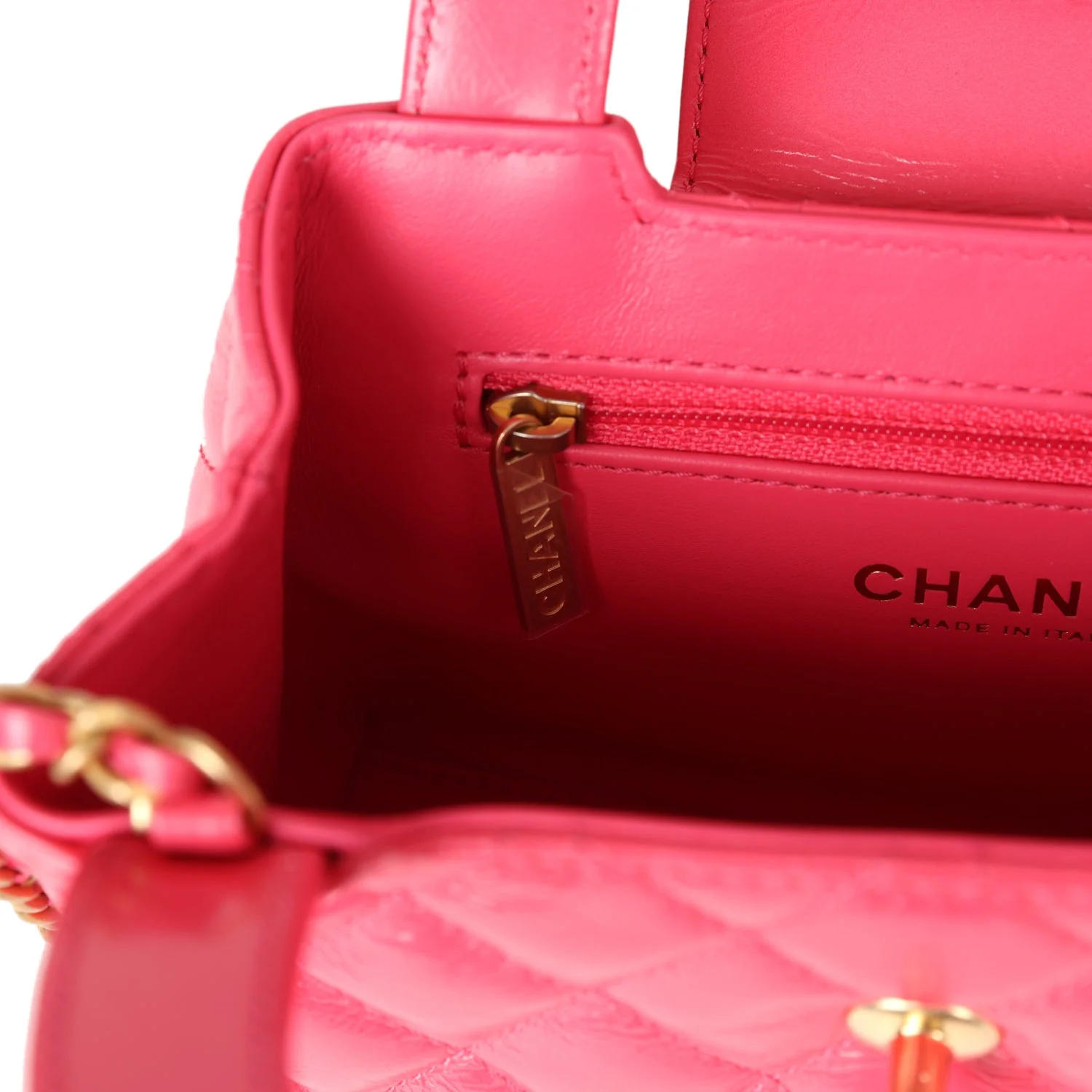 Chanel Small Kelly Shopper Dark Pink Shiny Aged Calfskin Brushed Gold Hardware
