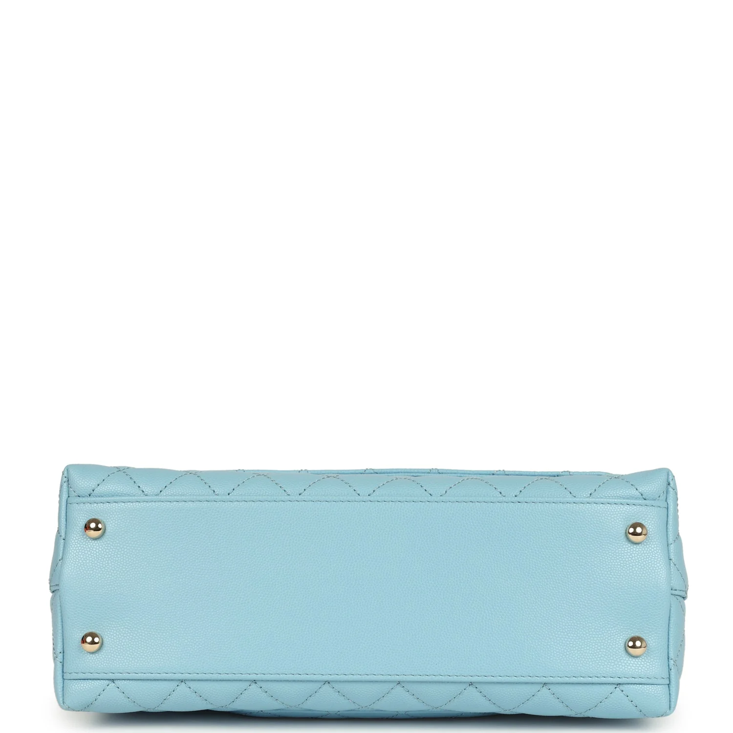 Chanel Medium Coco Top Handle Flap Bag Light Blue Shiny Caviar Light Gold Hardware