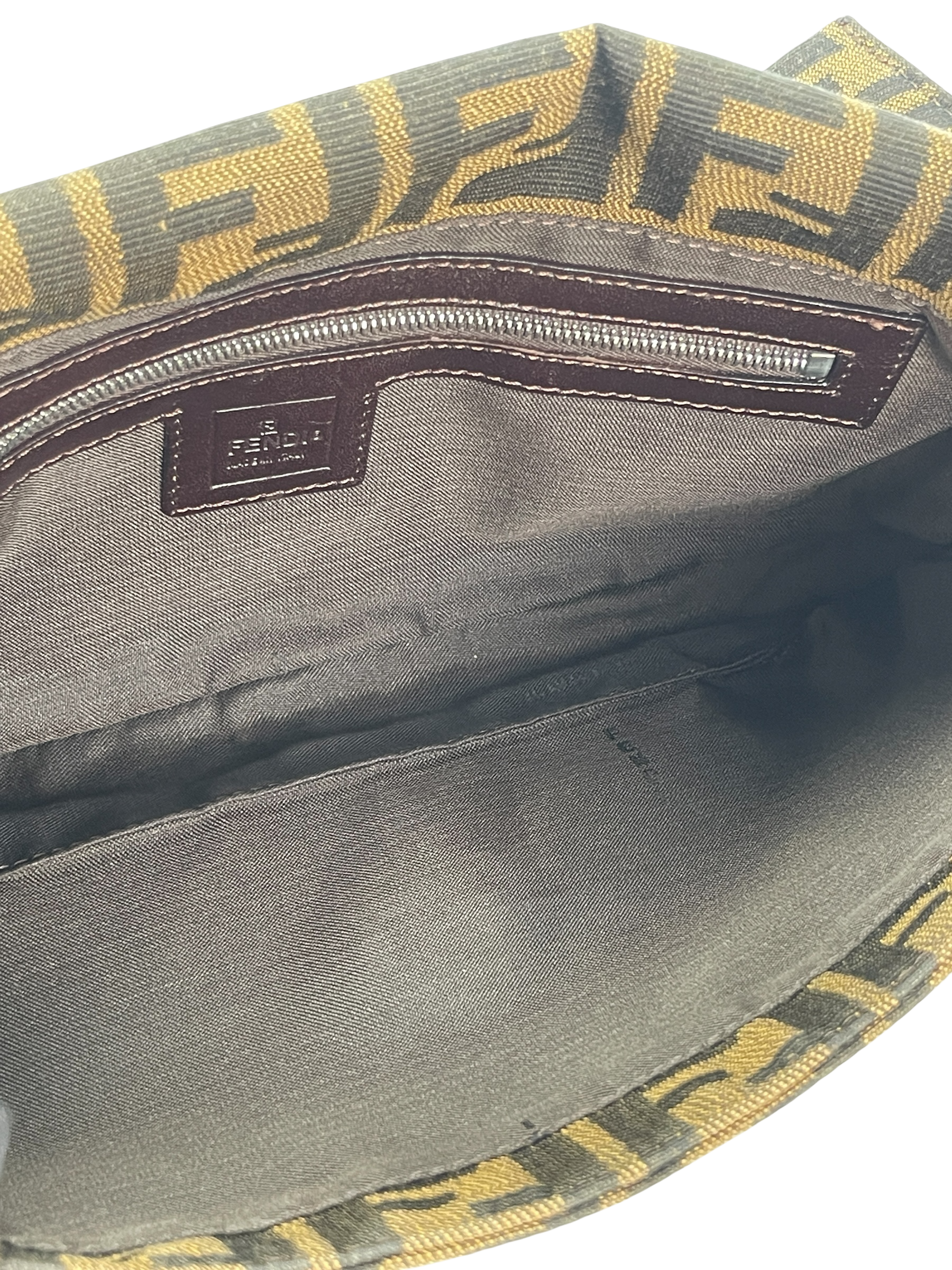 FENDI - Brown Zucca Baguette Handbag Silver Hardware
