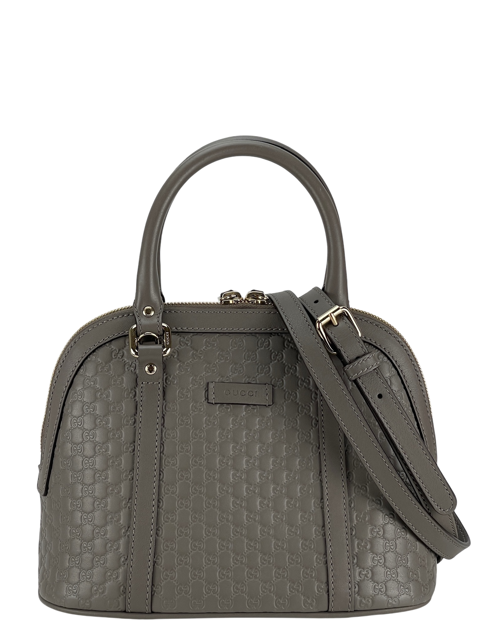 GUCCI - Grey Calfskin Micro Guccissima Leather Dome Bag