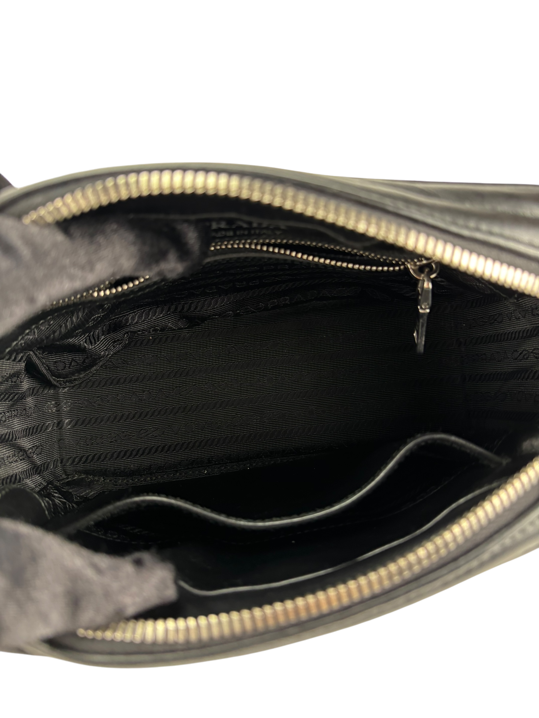 PRADA - Black Calfskin Soft Diagramme Camera Bag