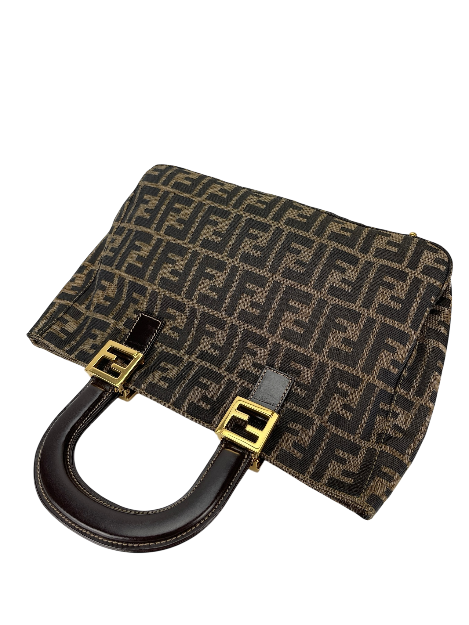 FENDI - Brown Zucca Tote Handbag Gold Hardware