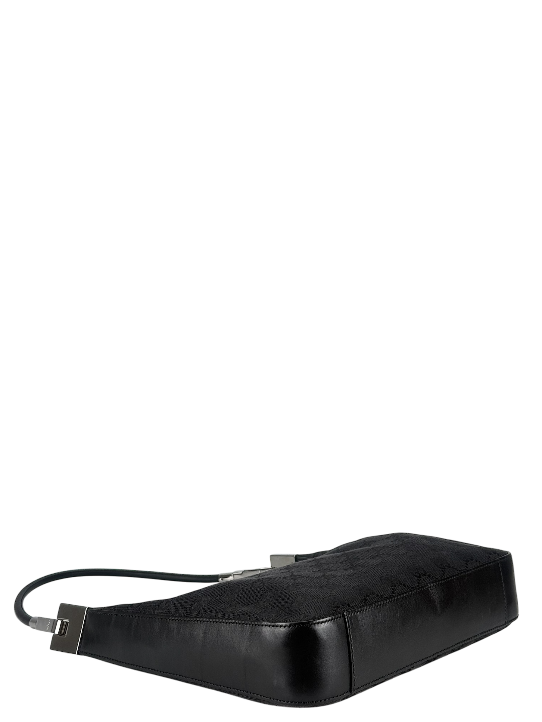 GUCCI - GG Black Canvas Shoulder Hobo Cloth Bag