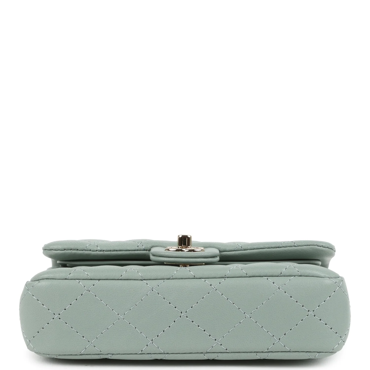 Chanel Nano Classic Double Flap Bag Charm Dark Green Lambskin Light Gold Hardware