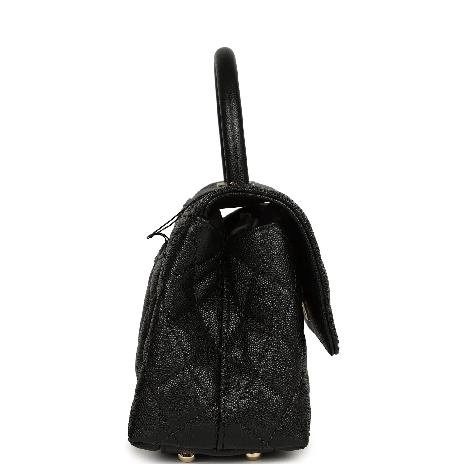 Chanel Small Coco Top Handle Flap Bag Shiny Caviar Light Gold Hardware